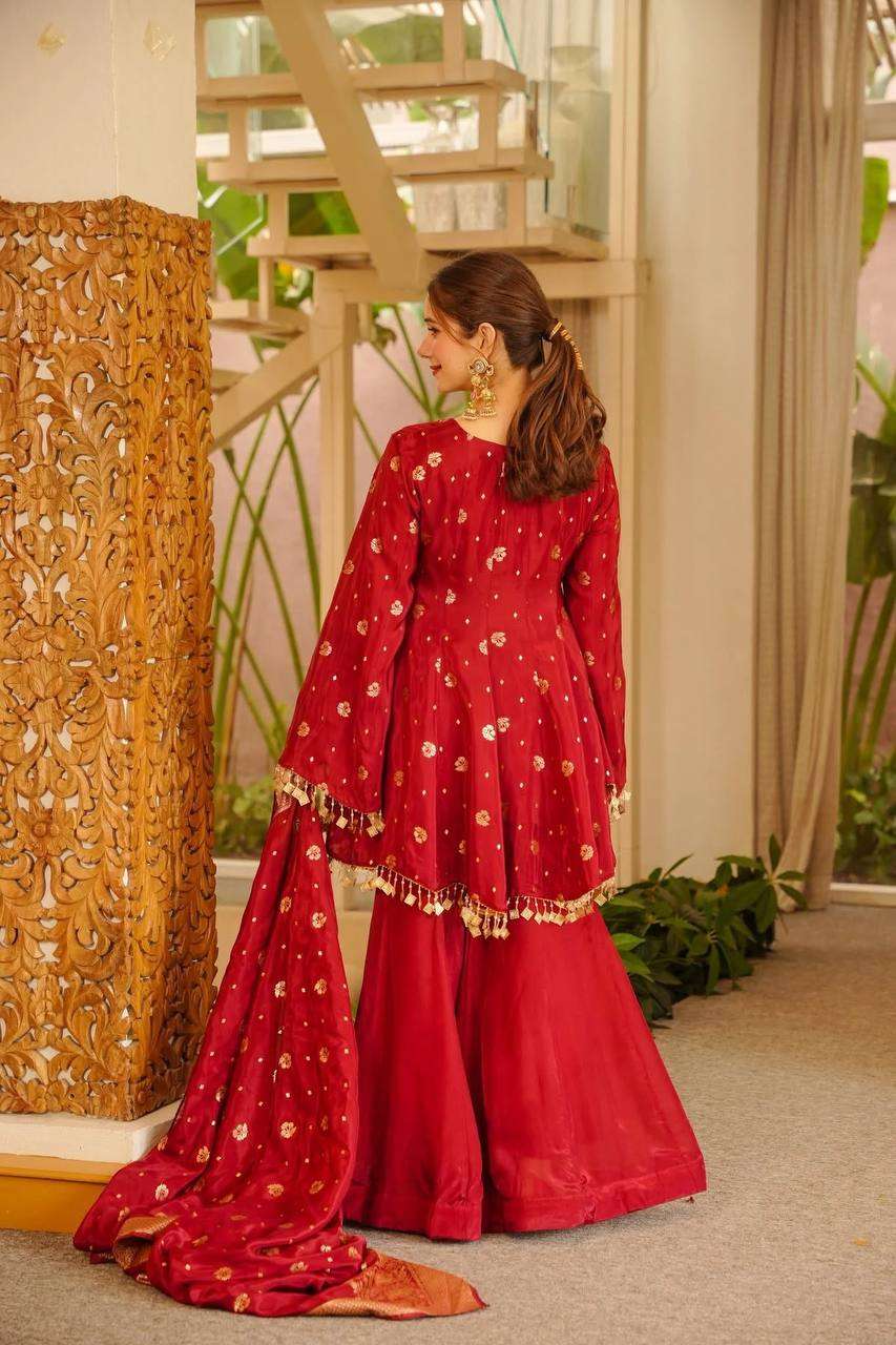RTC 6051 SATIN SILK BEAUTIFUL DESIGNER LOOK TOP PLAZZO AND DUPATTA SET 