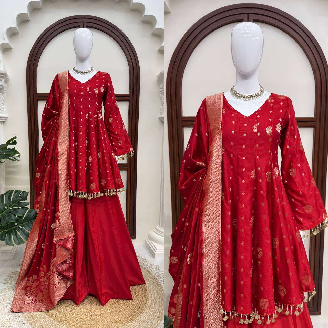 RTC 6051 SATIN SILK BEAUTIFUL DESIGNER LOOK TOP PLAZZO AND DUPATTA SET 