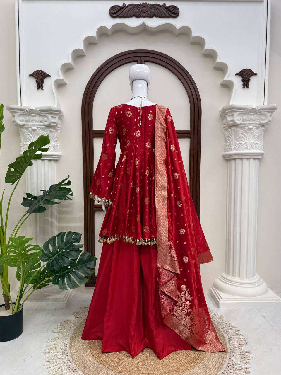 RTC 6051 SATIN SILK BEAUTIFUL DESIGNER LOOK TOP PLAZZO AND DUPATTA SET 