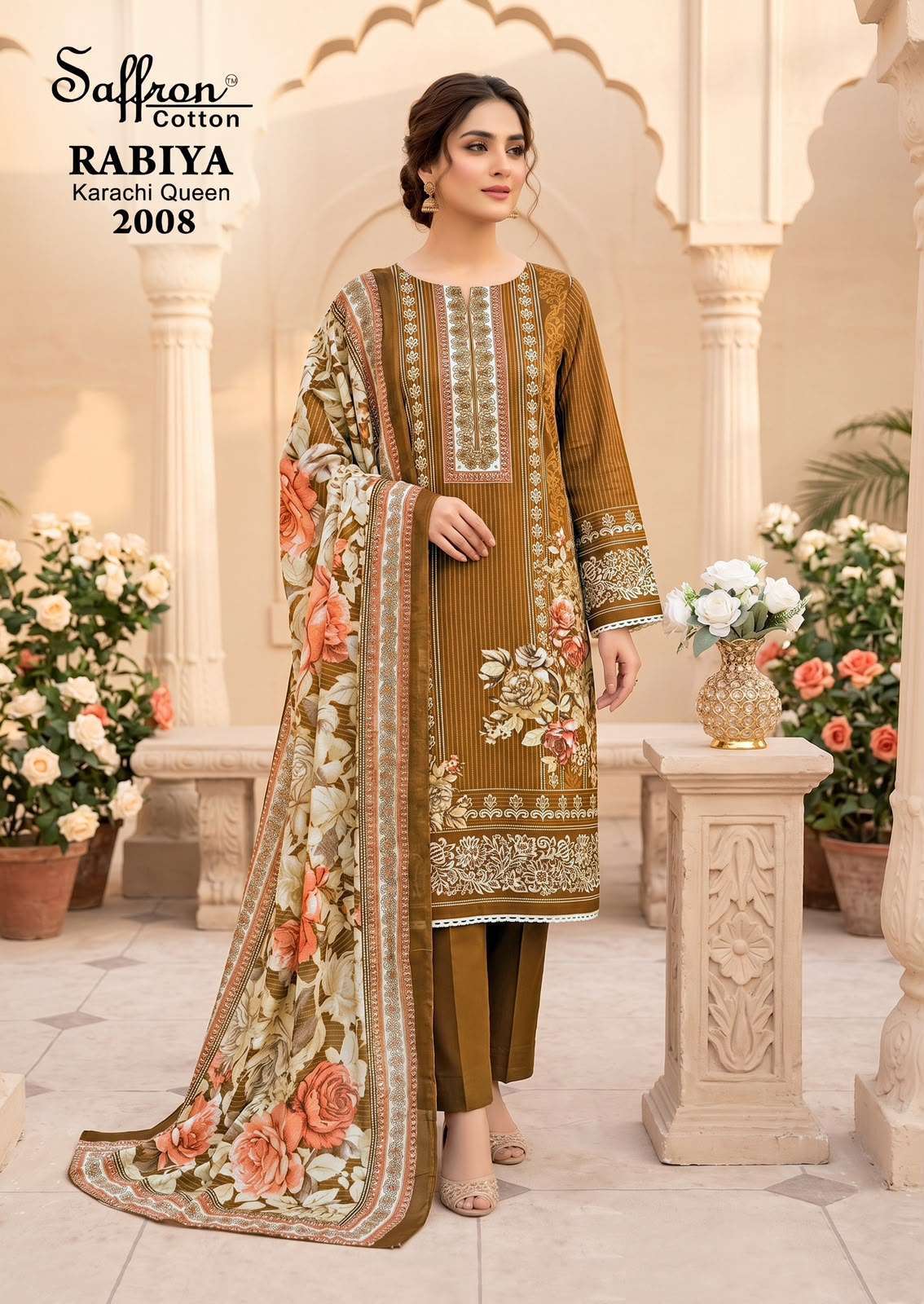 SAFFRON COTTON RABIYA KARACHI QUEEN VOL 2 COTTON DIGITAL PRINT SALWAR SUIT