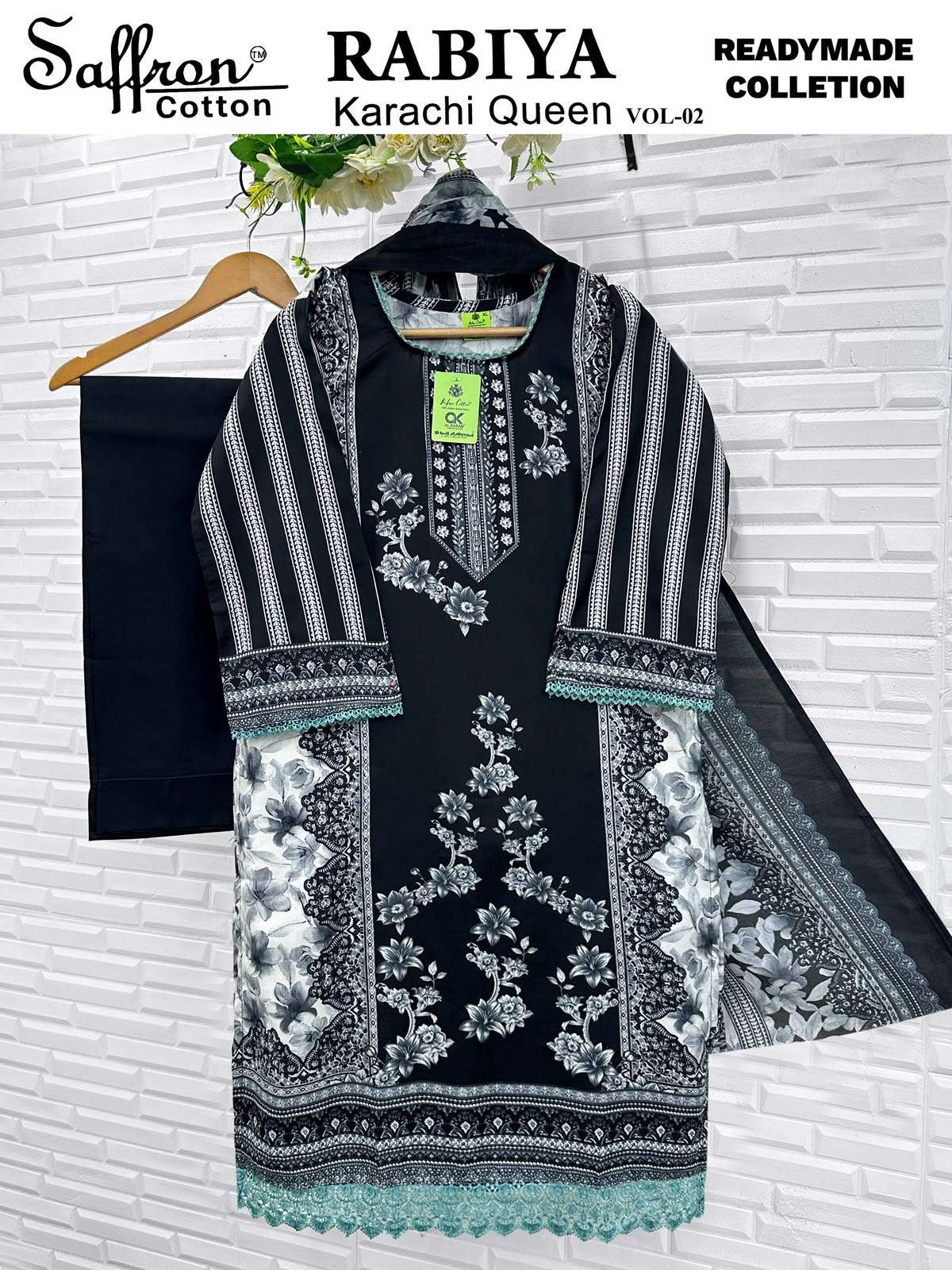 SAFFRON COTTON RABIYA KARACHI QUEEN VOL 2 READY MADE COLLECTION 