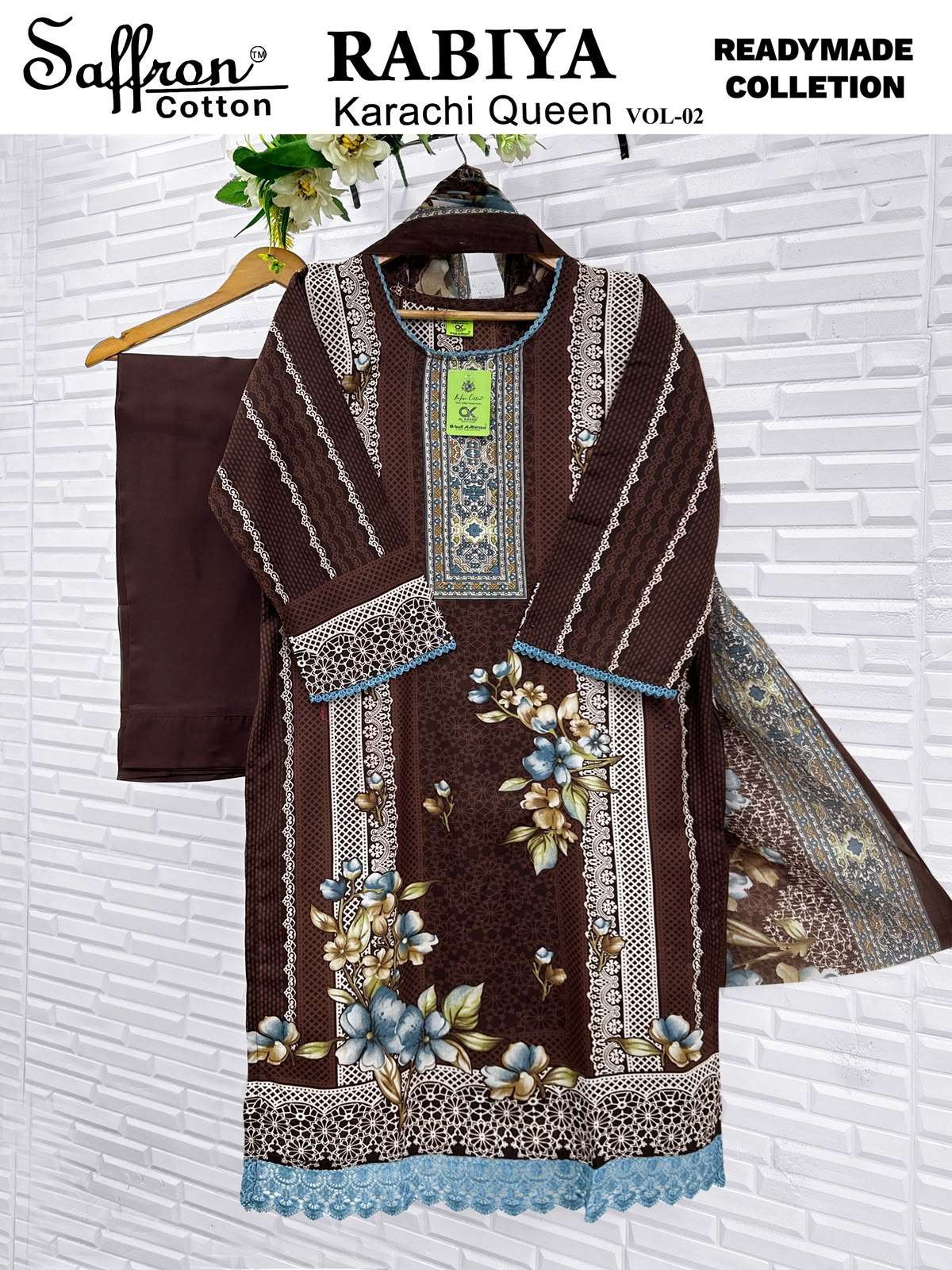 SAFFRON COTTON RABIYA KARACHI QUEEN VOL 2 READY MADE COLLECTION 