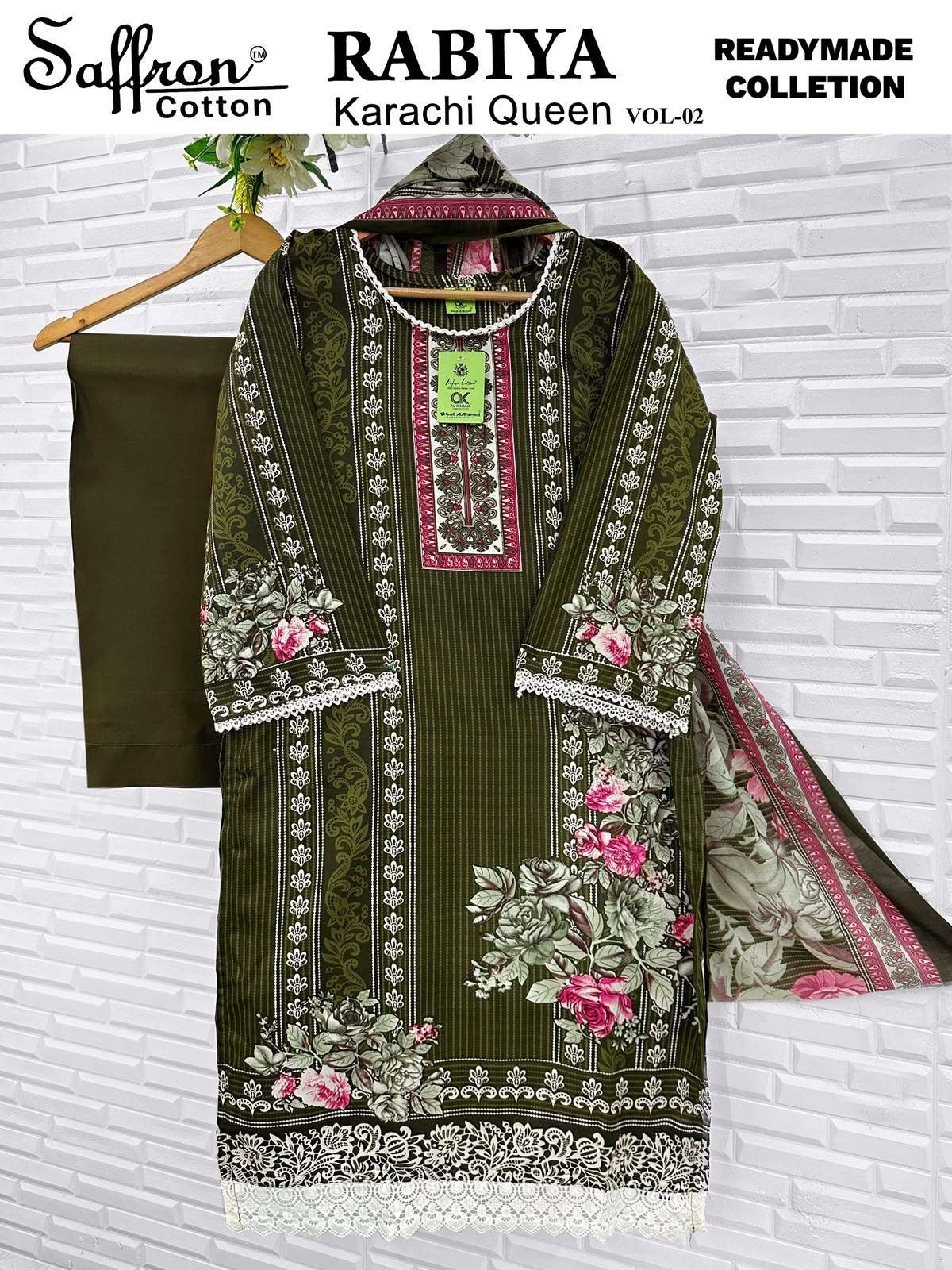 SAFFRON COTTON RABIYA KARACHI QUEEN VOL 2 READY MADE COLLECTION 