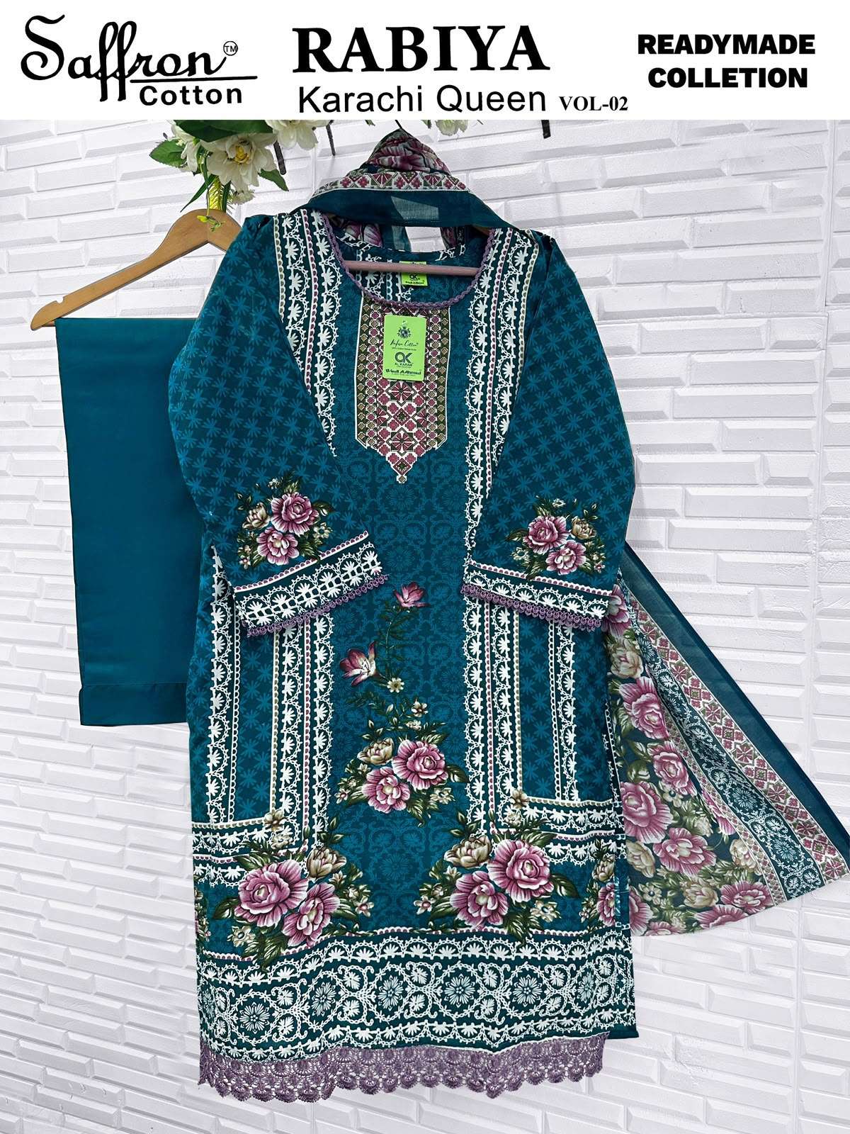 SAFFRON COTTON RABIYA KARACHI QUEEN VOL 2 READY MADE COLLECTION 