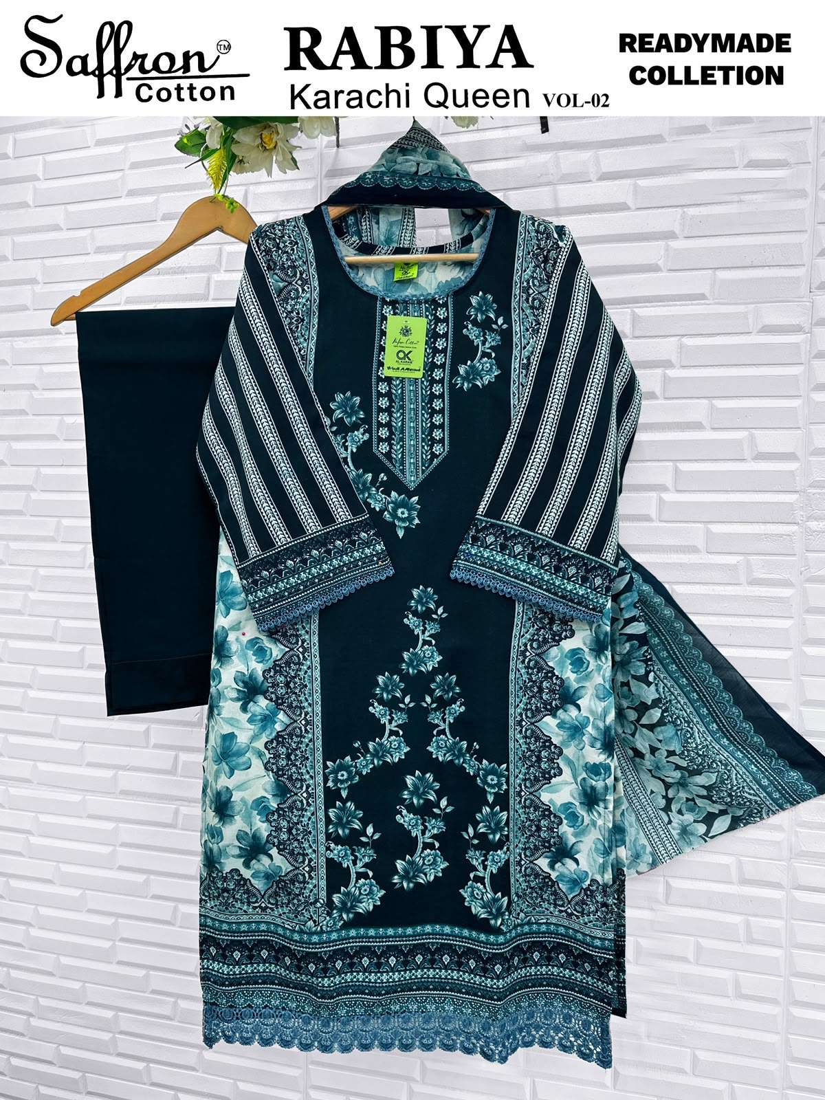 SAFFRON COTTON RABIYA KARACHI QUEEN VOL 2 READY MADE COLLECTION 