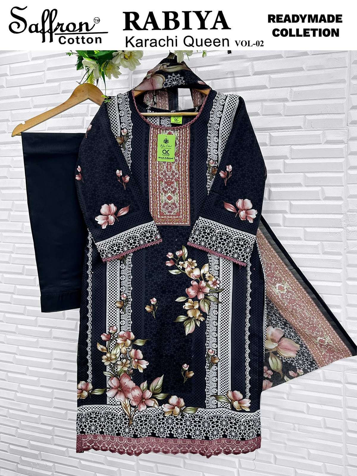 SAFFRON COTTON RABIYA KARACHI QUEEN VOL 2 READY MADE COLLECTION 