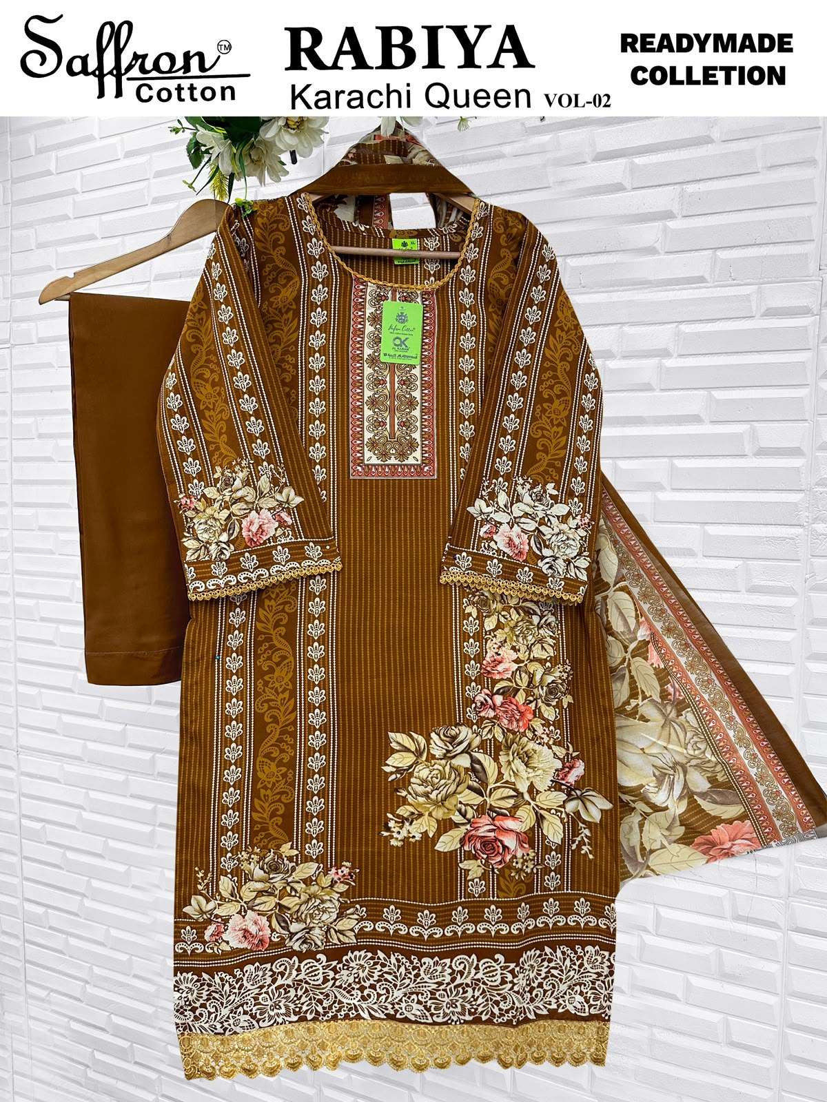 SAFFRON COTTON RABIYA KARACHI QUEEN VOL 2 READY MADE COLLECTION 