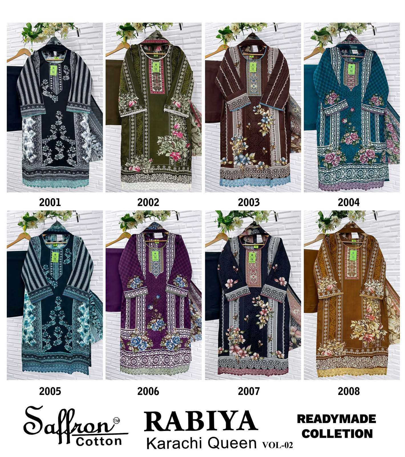 SAFFRON COTTON RABIYA KARACHI QUEEN VOL 2 READY MADE COLLECTION 