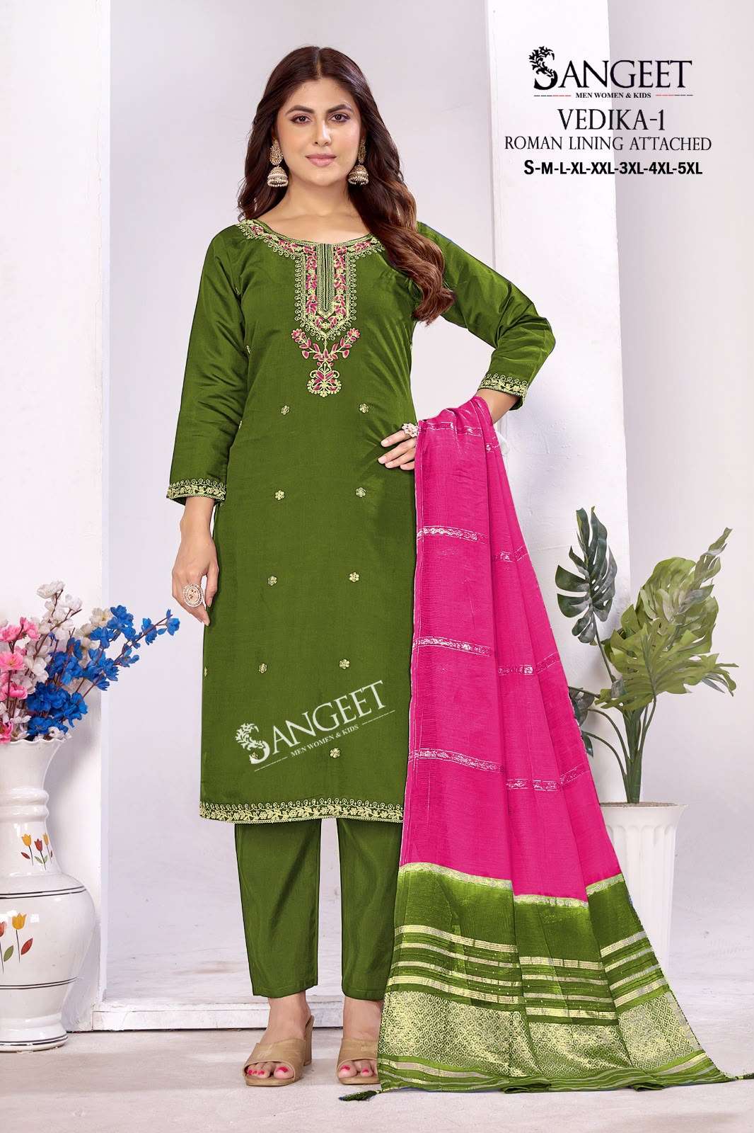 SANGEET VEDIKA VOL 1 SILK FANCY WORKS LADIES KURTI PANT WITH DUPATTA 