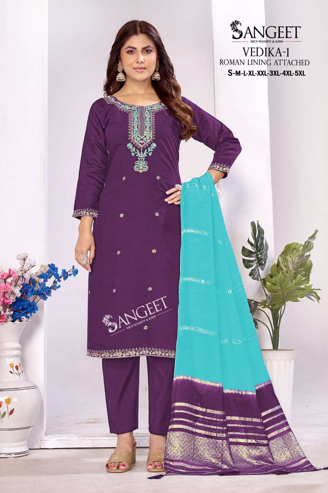 SANGEET VEDIKA VOL 1 SILK FANCY WORKS LADIES KURTI PANT WITH DUPATTA 