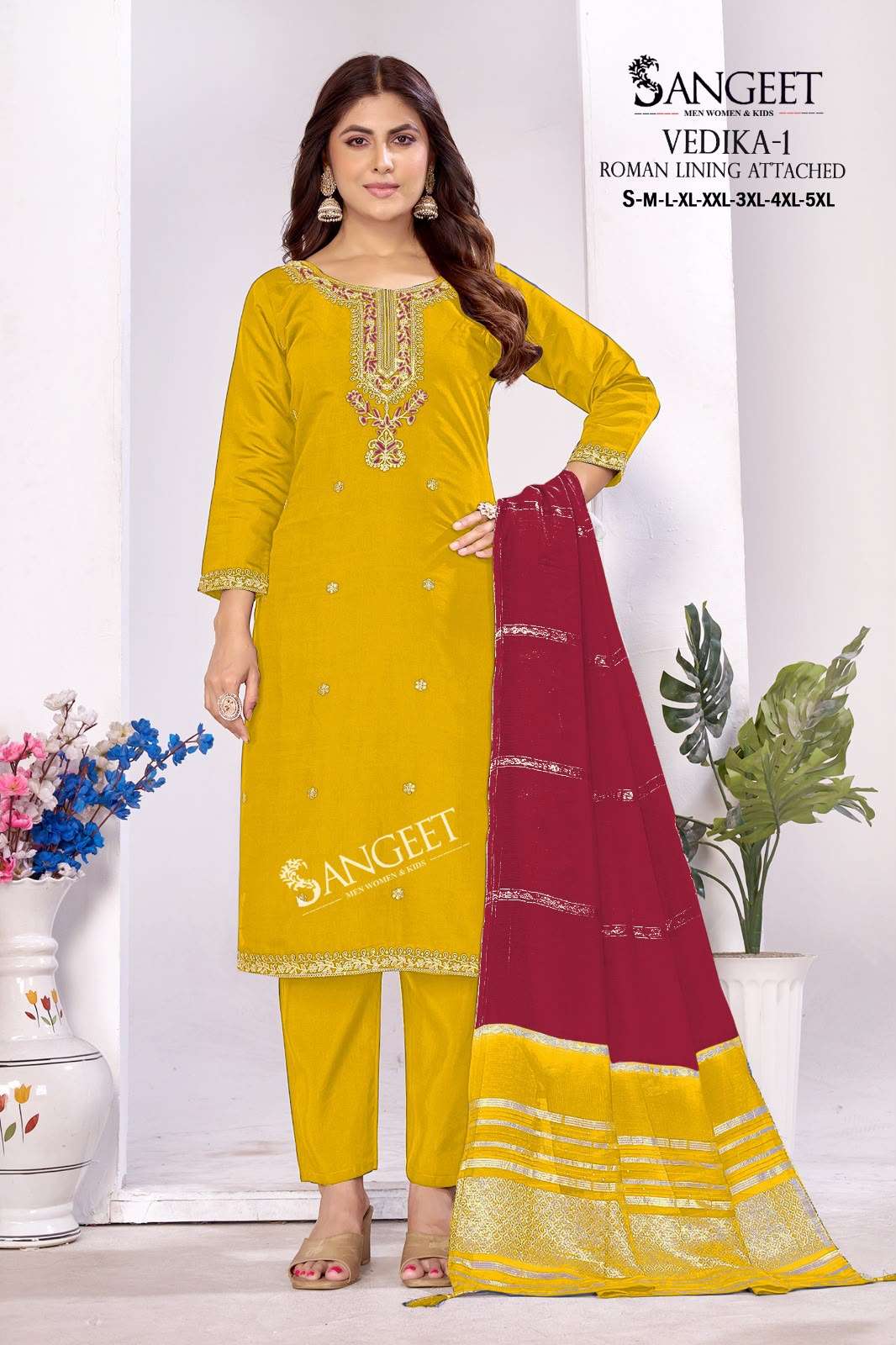 SANGEET VEDIKA VOL 1 SILK FANCY WORKS LADIES KURTI PANT WITH DUPATTA 