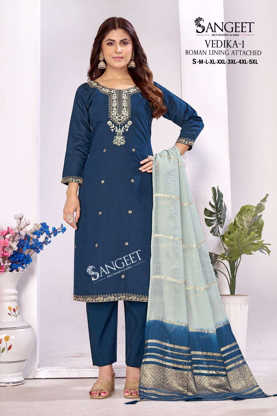SANGEET VEDIKA VOL 1 SILK FANCY WORKS LADIES KURTI PANT WITH DUPATTA 