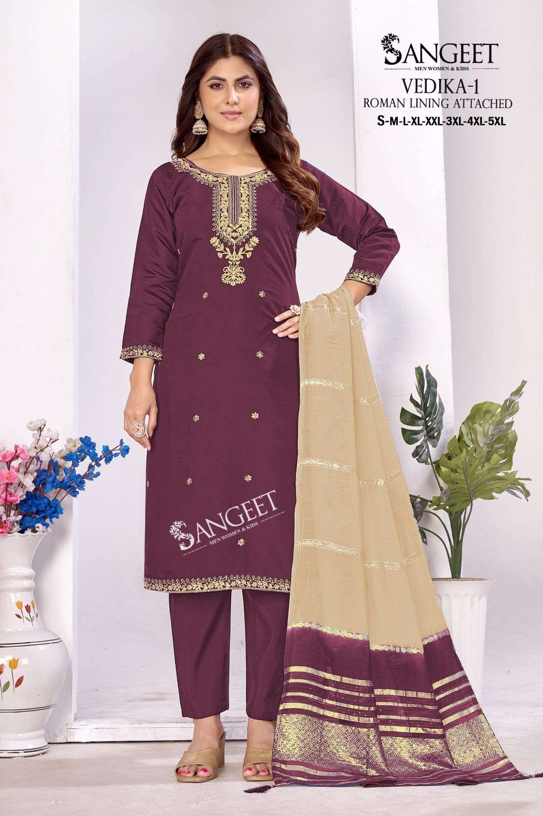 SANGEET VEDIKA VOL 1 SILK FANCY WORKS LADIES KURTI PANT WITH DUPATTA 