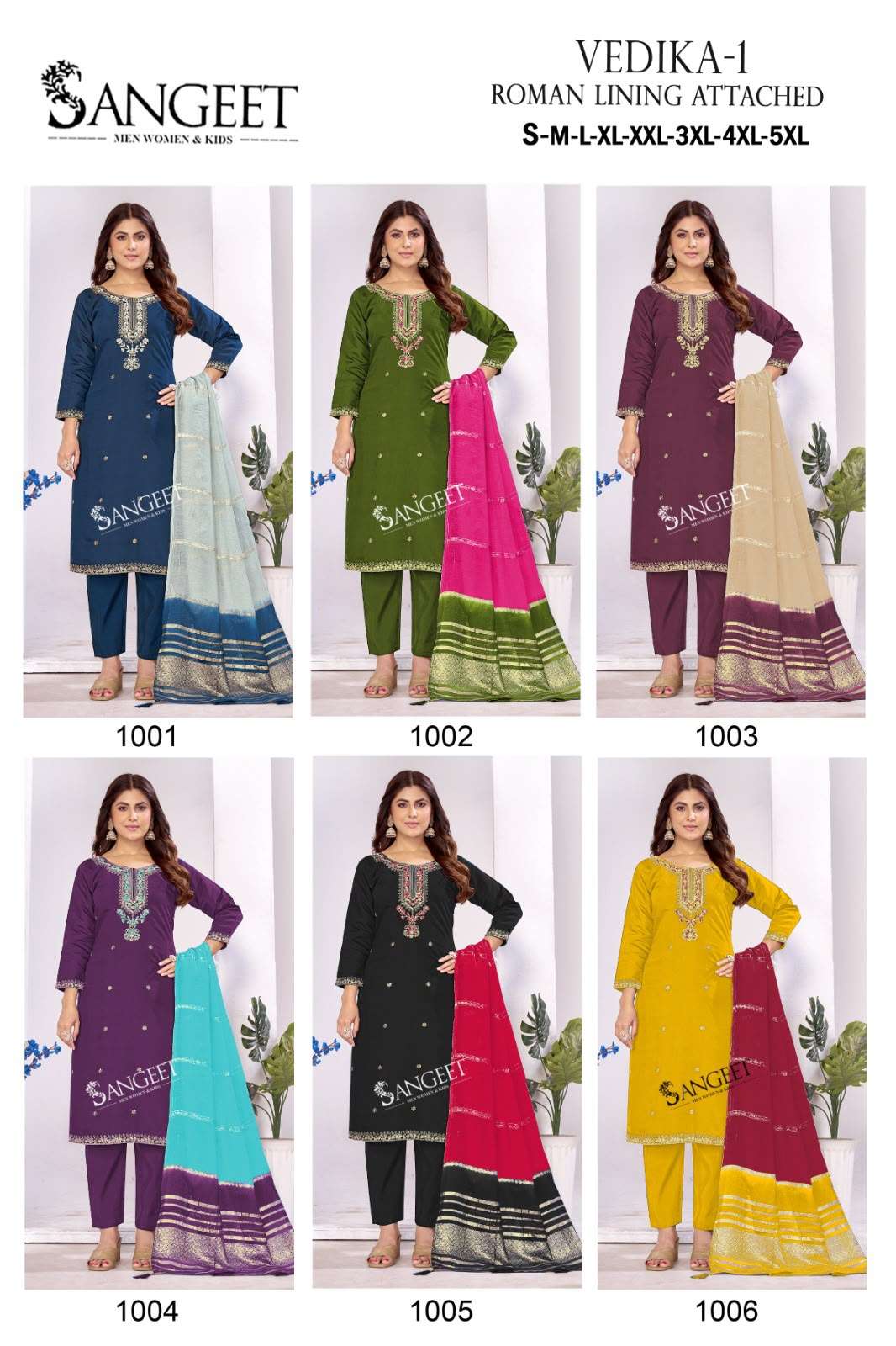 SANGEET VEDIKA VOL 1 SILK FANCY WORKS LADIES KURTI PANT WITH DUPATTA 