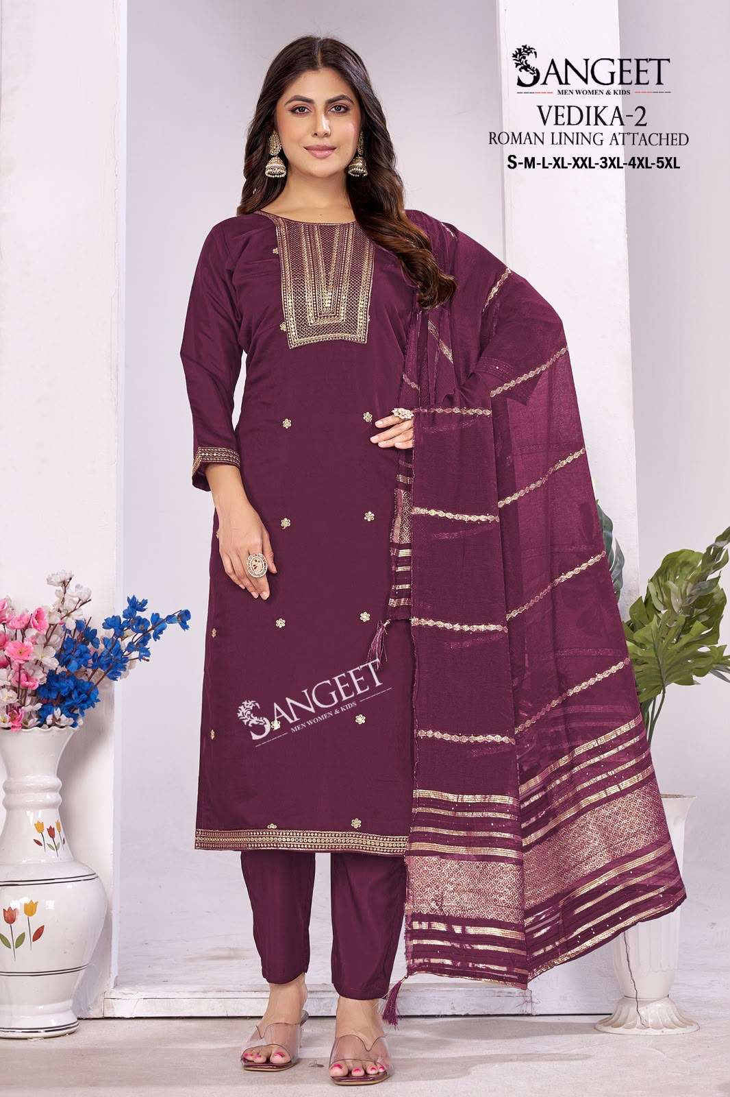 SANGEET VEDIKA VOL 2 SILK FANCY WORKS LADIES KURTI PANT WITH DUPATTA SET
