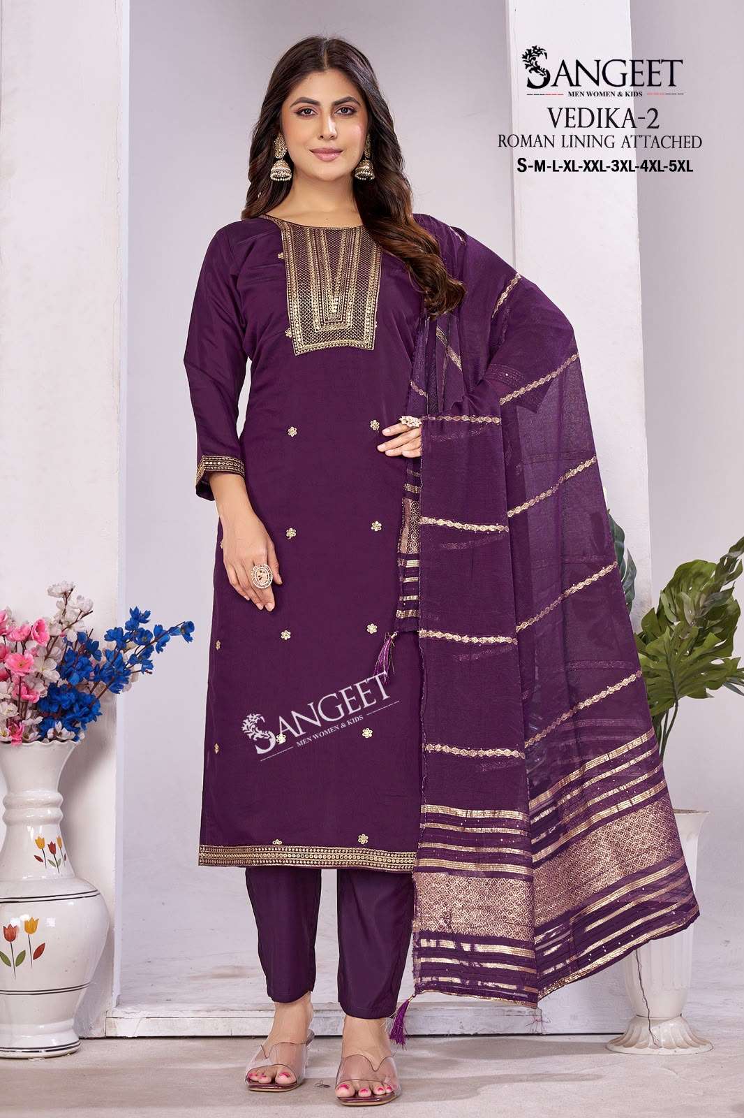 SANGEET VEDIKA VOL 2 SILK FANCY WORKS LADIES KURTI PANT WITH DUPATTA SET