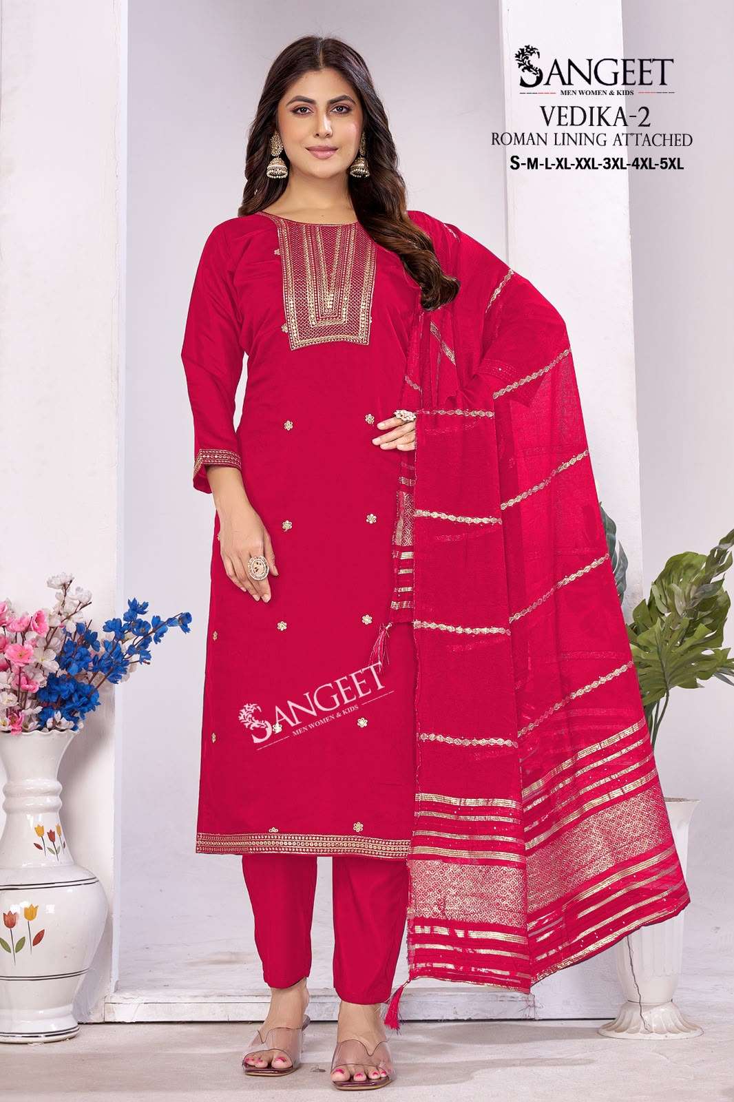 SANGEET VEDIKA VOL 2 SILK FANCY WORKS LADIES KURTI PANT WITH DUPATTA SET
