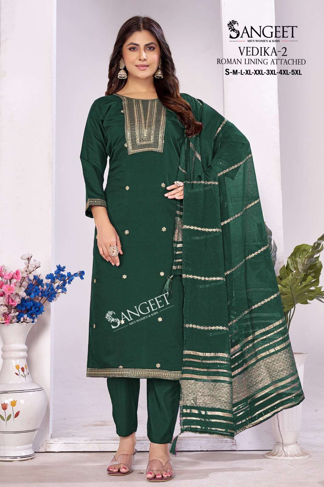SANGEET VEDIKA VOL 2 SILK FANCY WORKS LADIES KURTI PANT WITH DUPATTA SET