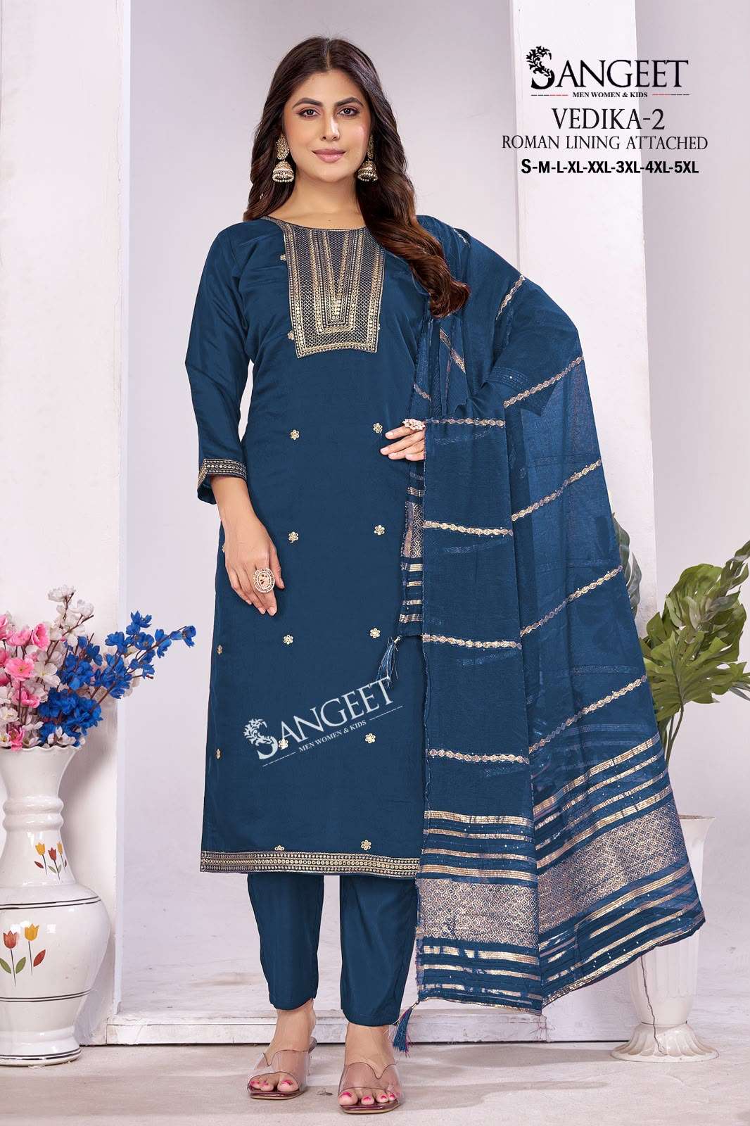 SANGEET VEDIKA VOL 2 SILK FANCY WORKS LADIES KURTI PANT WITH DUPATTA SET