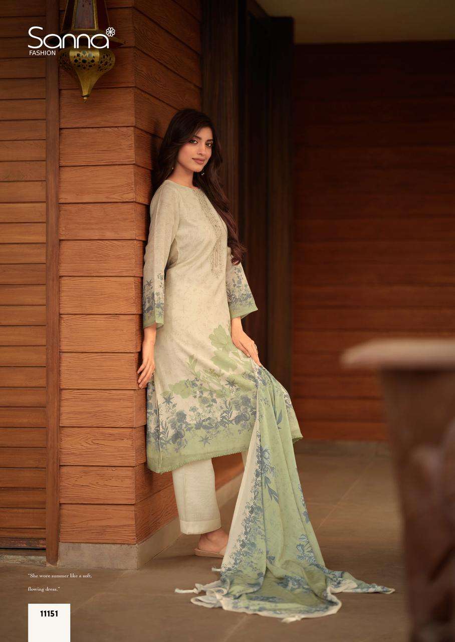SANNA FASHION SAFIRA LINEN COTTON DIGITAL PRINT WITH FANCY WORK SUIT