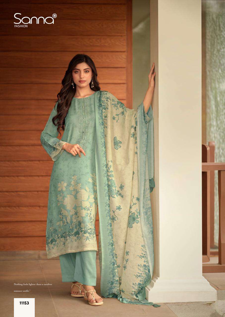 SANNA FASHION SAFIRA LINEN COTTON DIGITAL PRINT WITH FANCY WORK SUIT