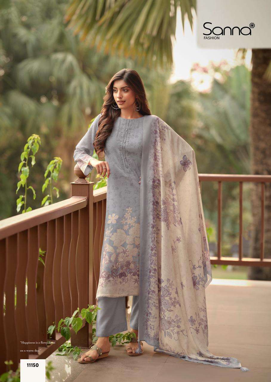 SANNA FASHION SAFIRA LINEN COTTON DIGITAL PRINT WITH FANCY WORK SUIT