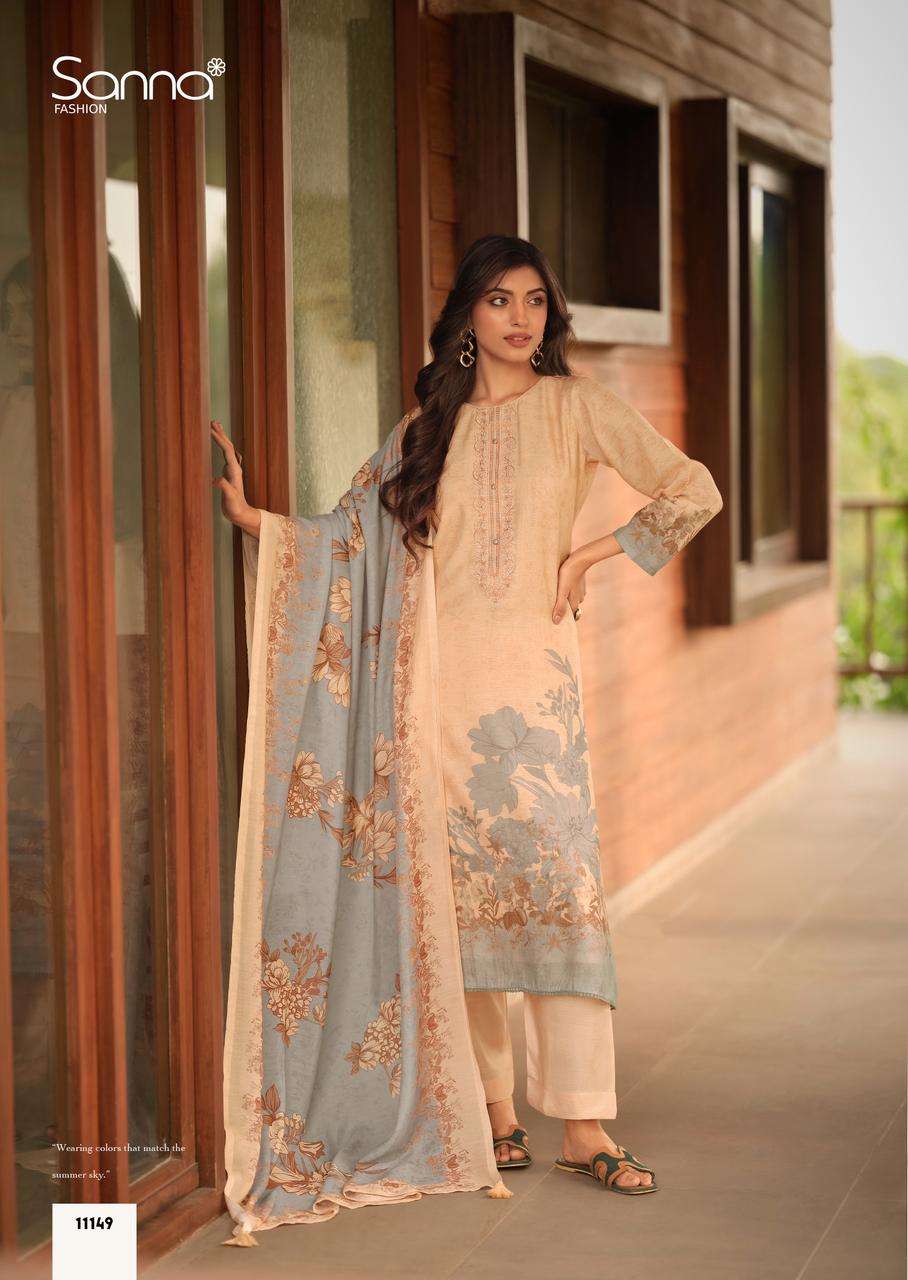 SANNA FASHION SAFIRA LINEN COTTON DIGITAL PRINT WITH FANCY WORK SUIT