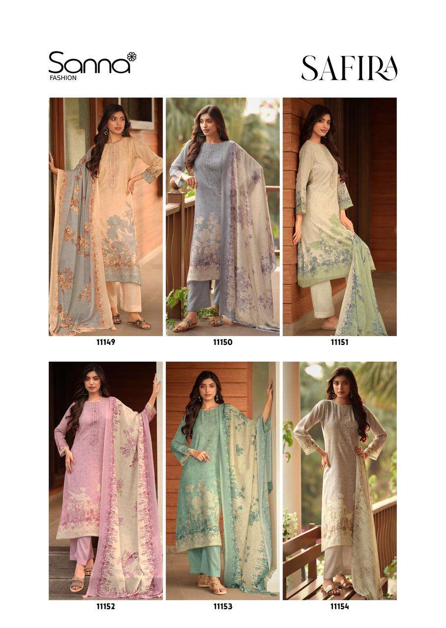 SANNA FASHION SAFIRA LINEN COTTON DIGITAL PRINT WITH FANCY WORK SUIT