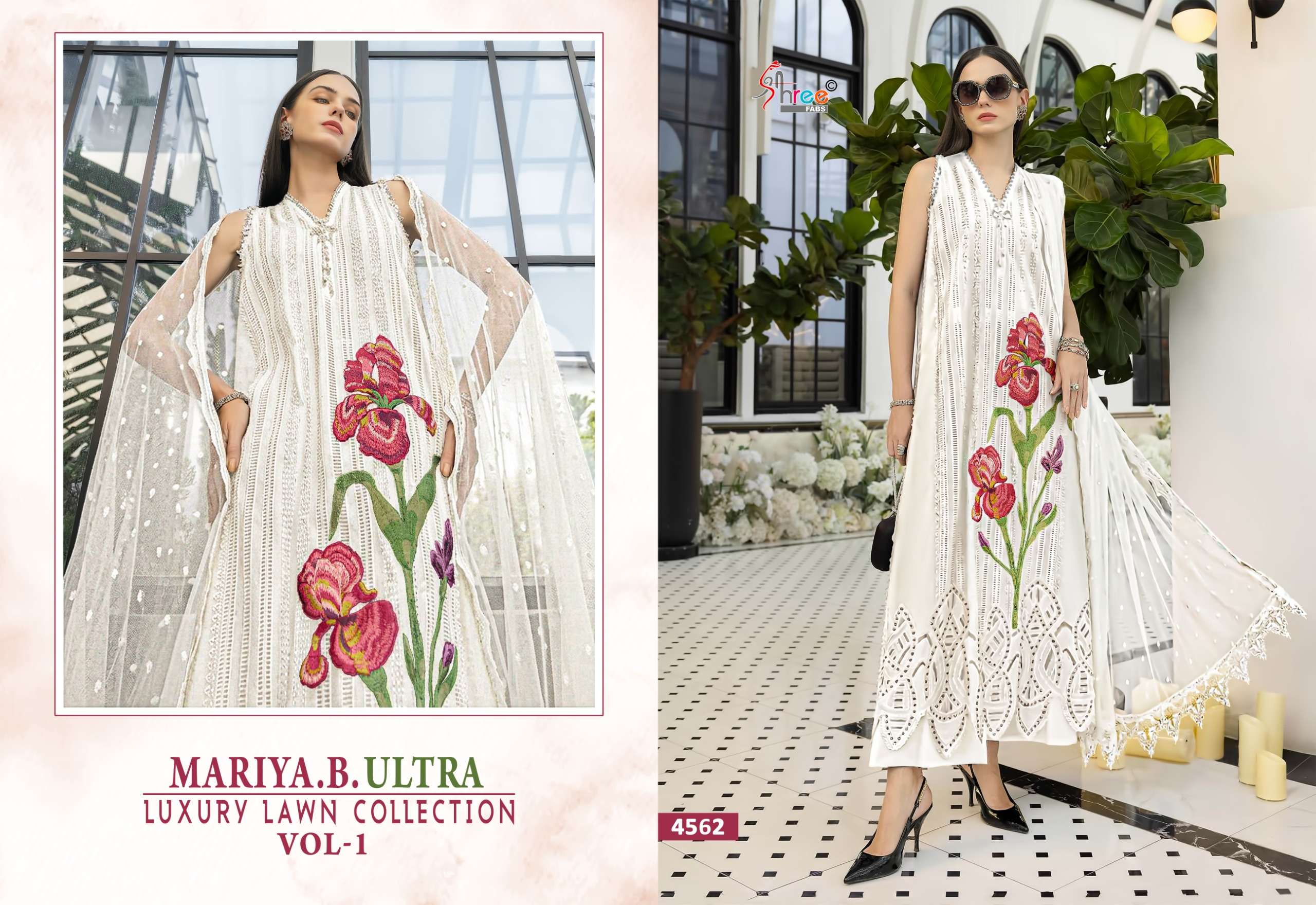 SHREE FABS MARIA B ULTRA LUXURY LAWN COLLECTION VOL 1 COTTON HEAVY EMBROIDERY DESIGNER WORK SUIT