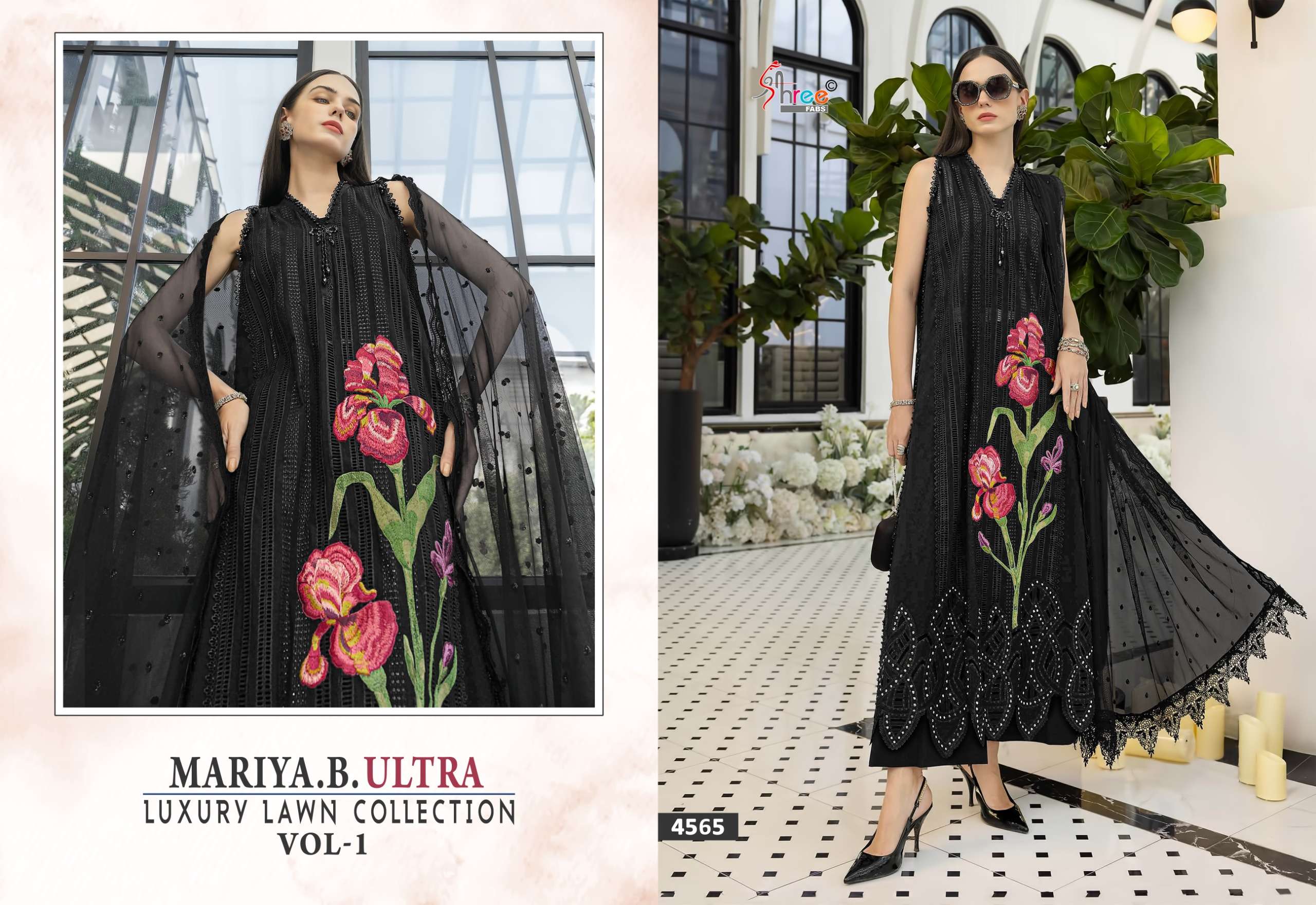 SHREE FABS MARIA B ULTRA LUXURY LAWN COLLECTION VOL 1 COTTON HEAVY EMBROIDERY DESIGNER WORK SUIT