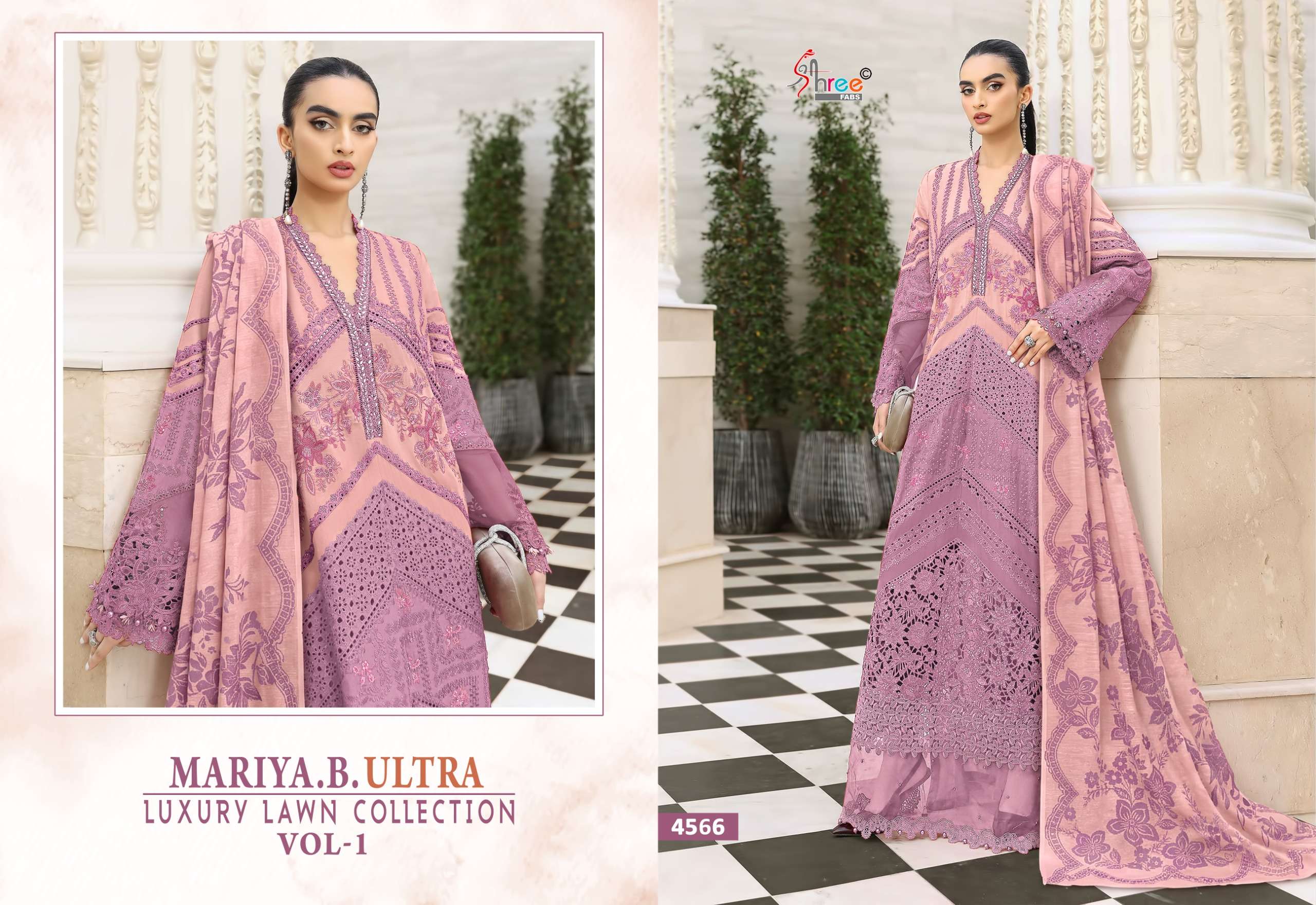 SHREE FABS MARIA B ULTRA LUXURY LAWN COLLECTION VOL 1 COTTON HEAVY EMBROIDERY DESIGNER WORK SUIT