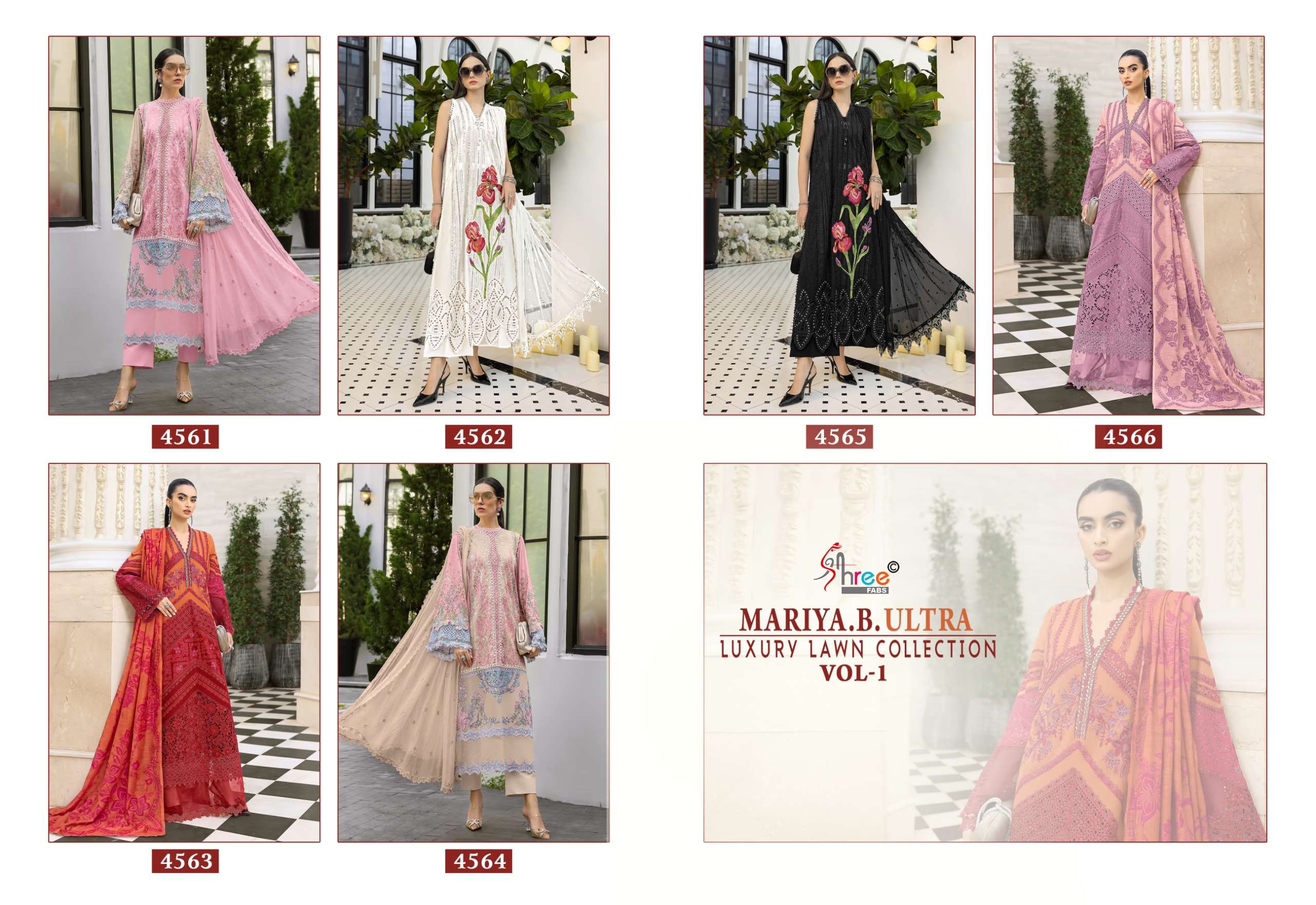 SHREE FABS MARIA B ULTRA LUXURY LAWN COLLECTION VOL 1 COTTON HEAVY EMBROIDERY DESIGNER WORK SUIT