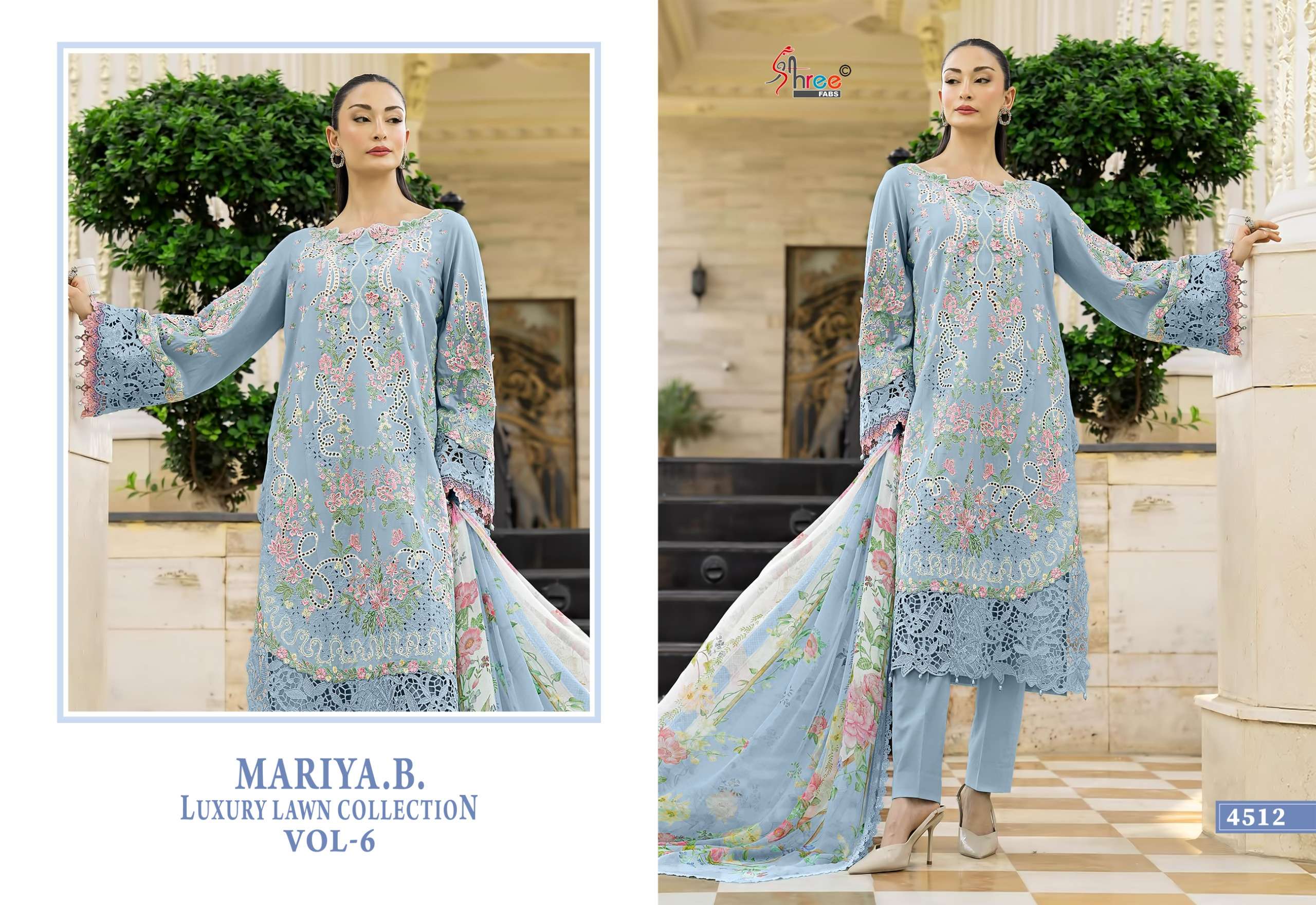 SHREE FABS MARIYA B LUXURY LAWN COLLECTION VOL 6 COTTON HEAVY DESIGNER WORK PAKISTANI SUIT