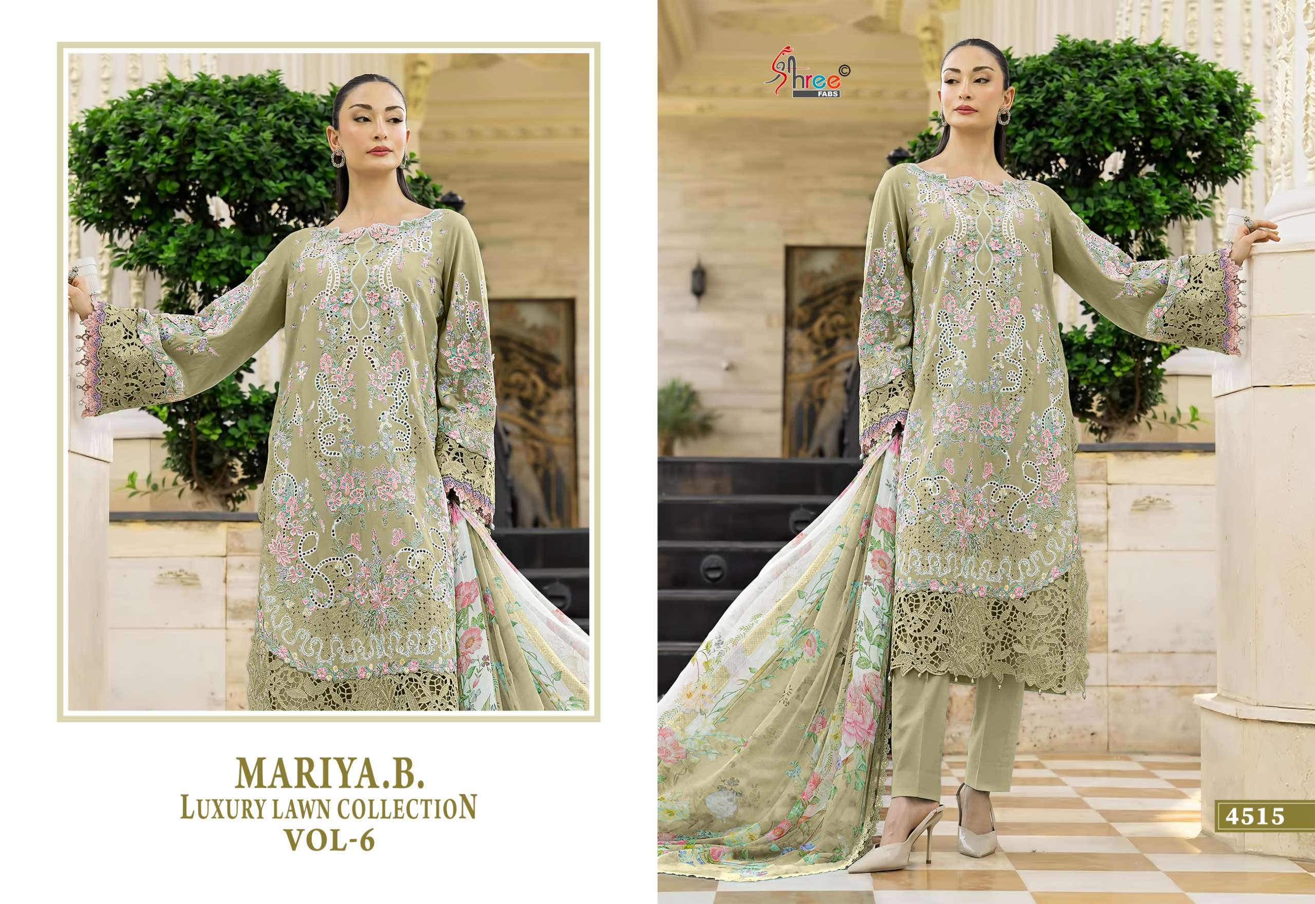 SHREE FABS MARIYA B LUXURY LAWN COLLECTION VOL 6 COTTON HEAVY DESIGNER WORK PAKISTANI SUIT