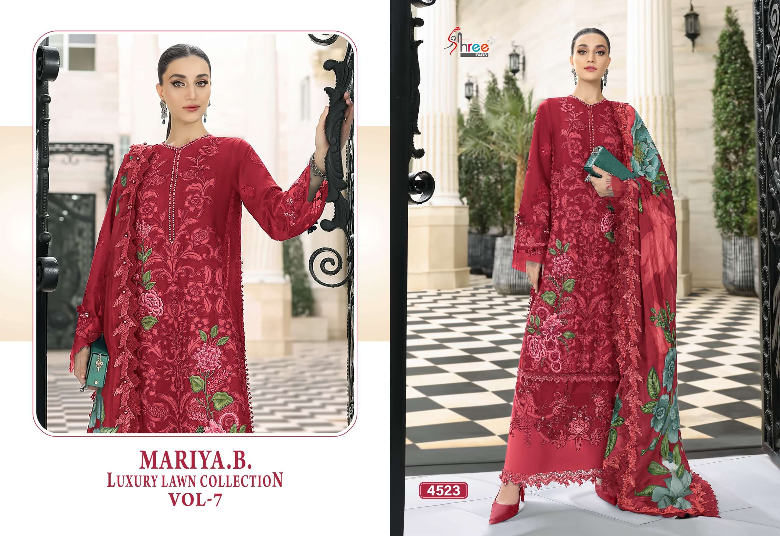 SHREE FABS MARIYA B LUXURY LAWN COLLECTION VOL 7 COTTON DESIGNER WORK PAKISTANI SUIT