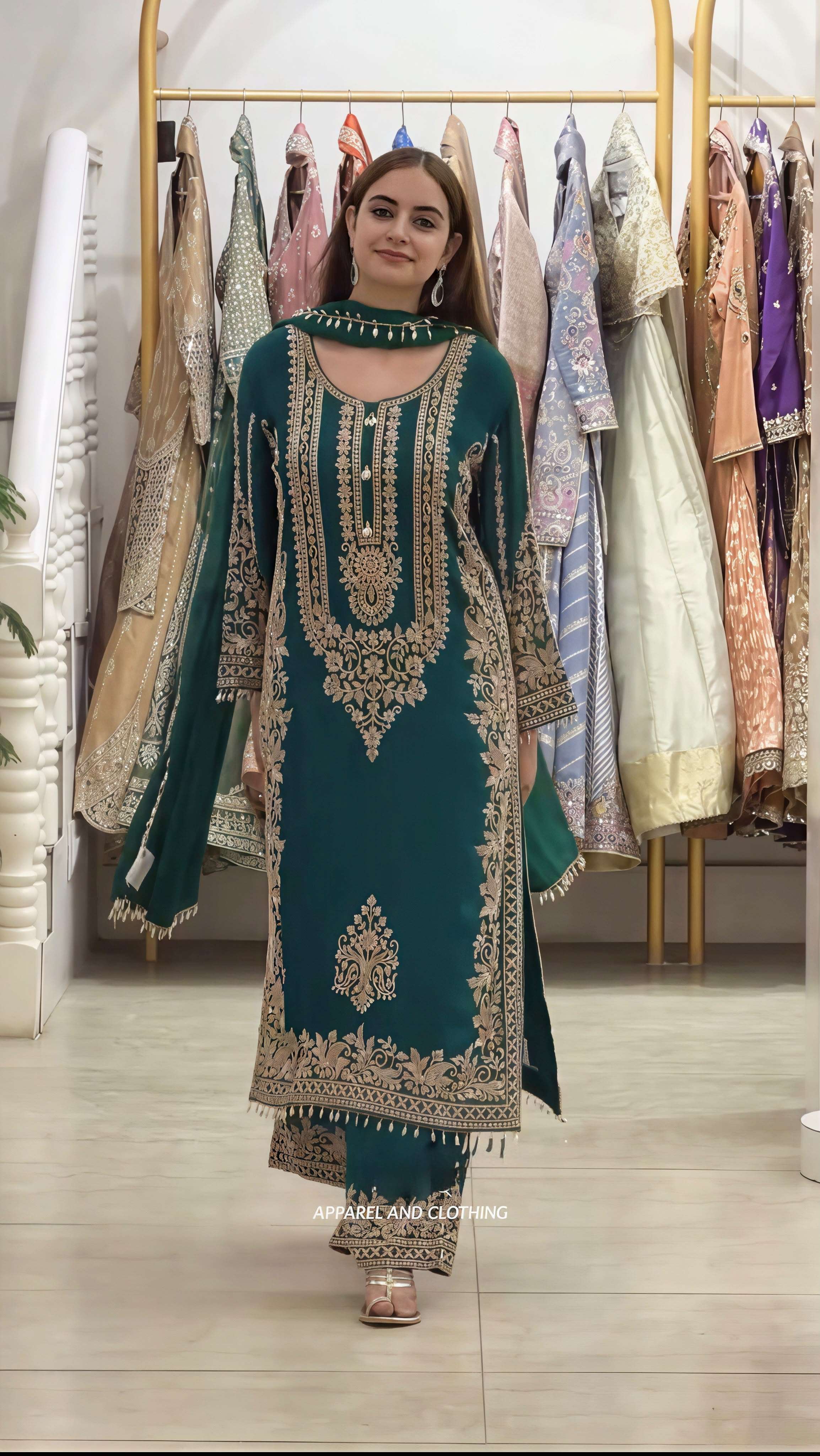 SR 1617 GEORGETTE HEAVY SEQUENCE EMBROIDERY DESIGNER WORK READY MADE SUIT