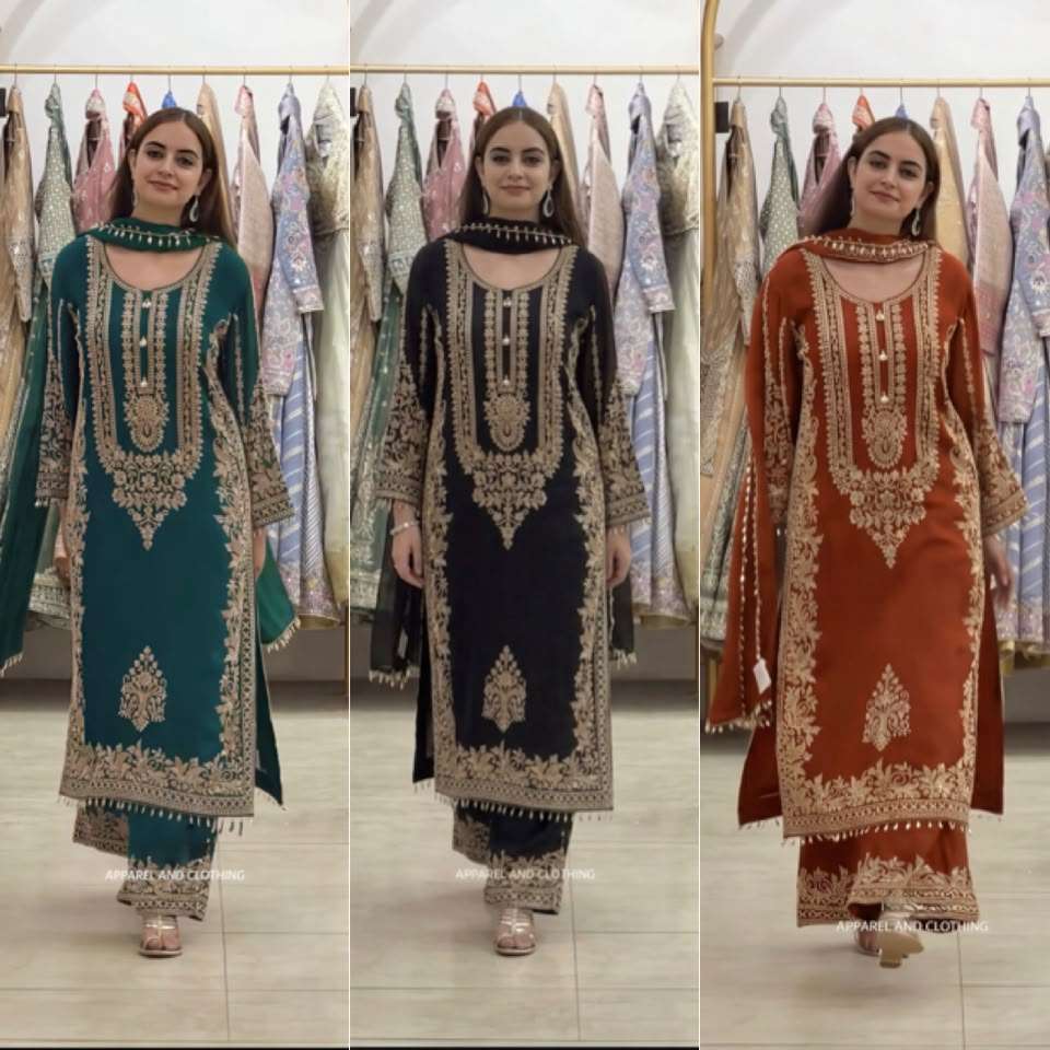 SR 1617 GEORGETTE HEAVY SEQUENCE EMBROIDERY DESIGNER WORK READY MADE SUIT
