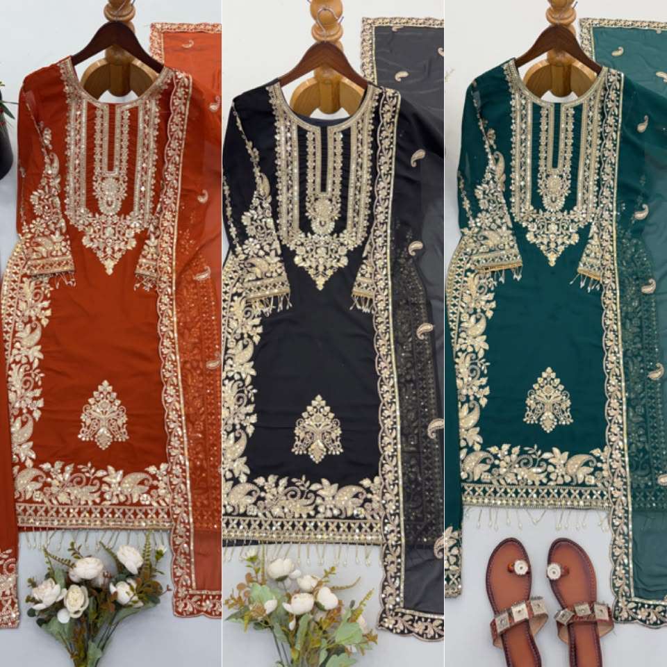 SR 1617 GEORGETTE HEAVY SEQUENCE EMBROIDERY DESIGNER WORK READY MADE SUIT