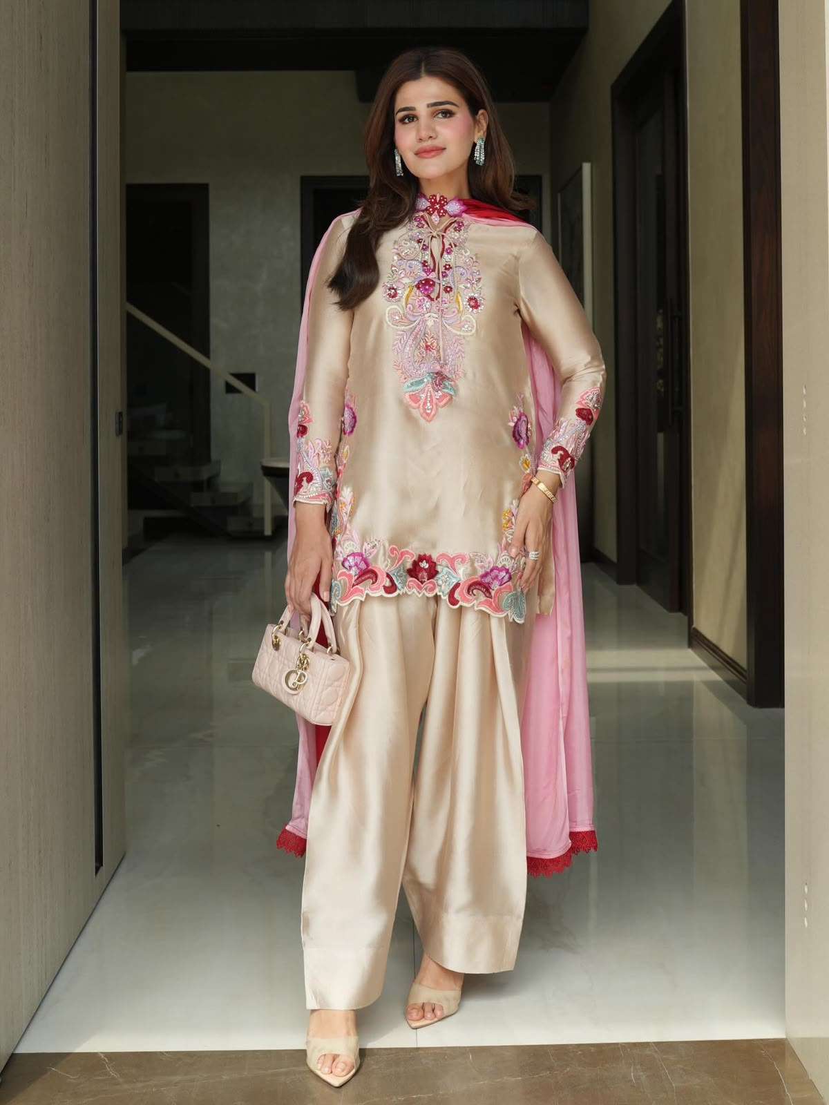 SR 1714 SATIN FABRIC BEAUTIFUL DESIGNER LOOK PARTY WEAR LADIES TOP FARSHI PLAZZO AND DUPATTA SET 