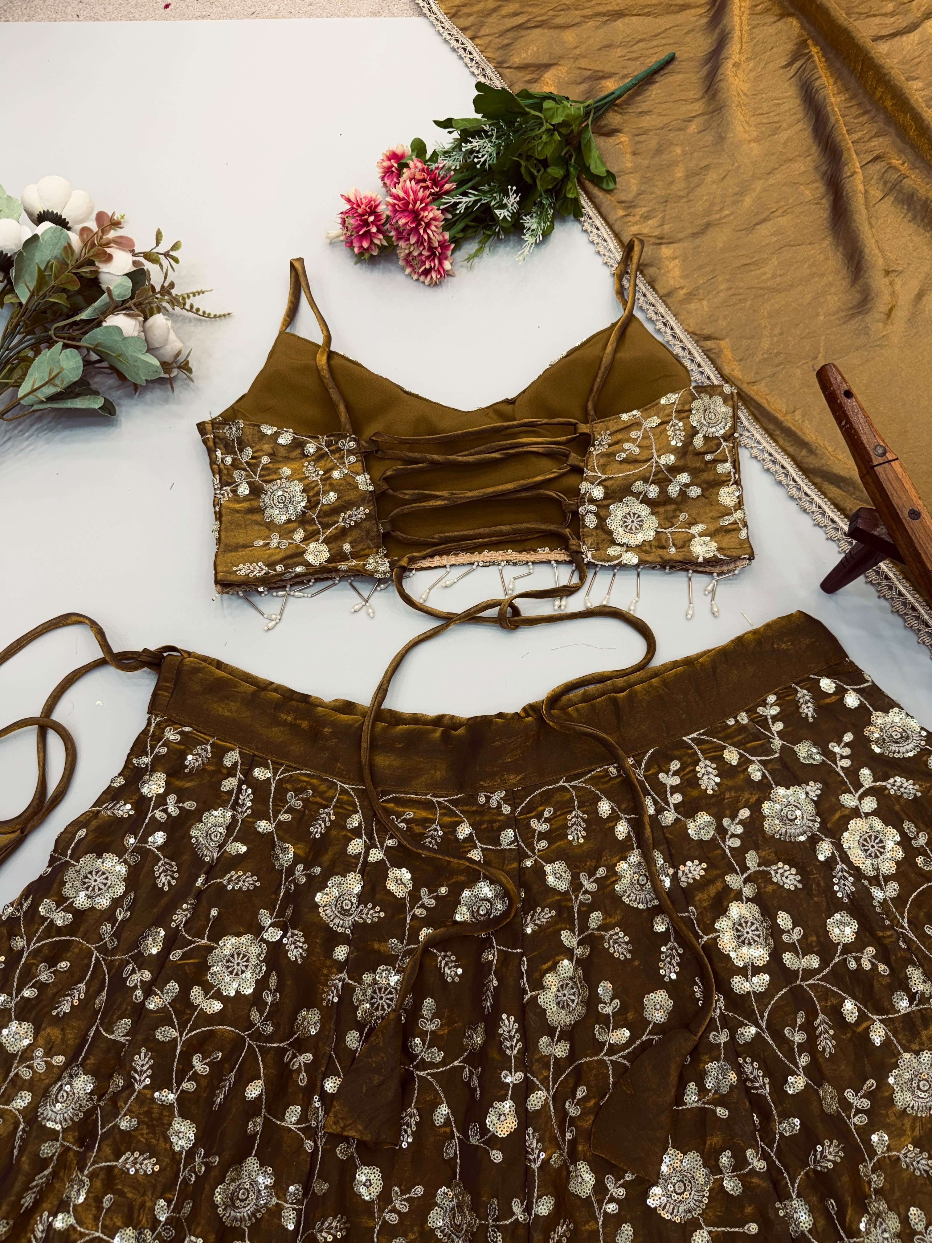 SR 1715 SILK SEQUENCE EMBROIDERED DESIGNER FESTIVE WEAR LEHENGA CHOLI COLLECTION