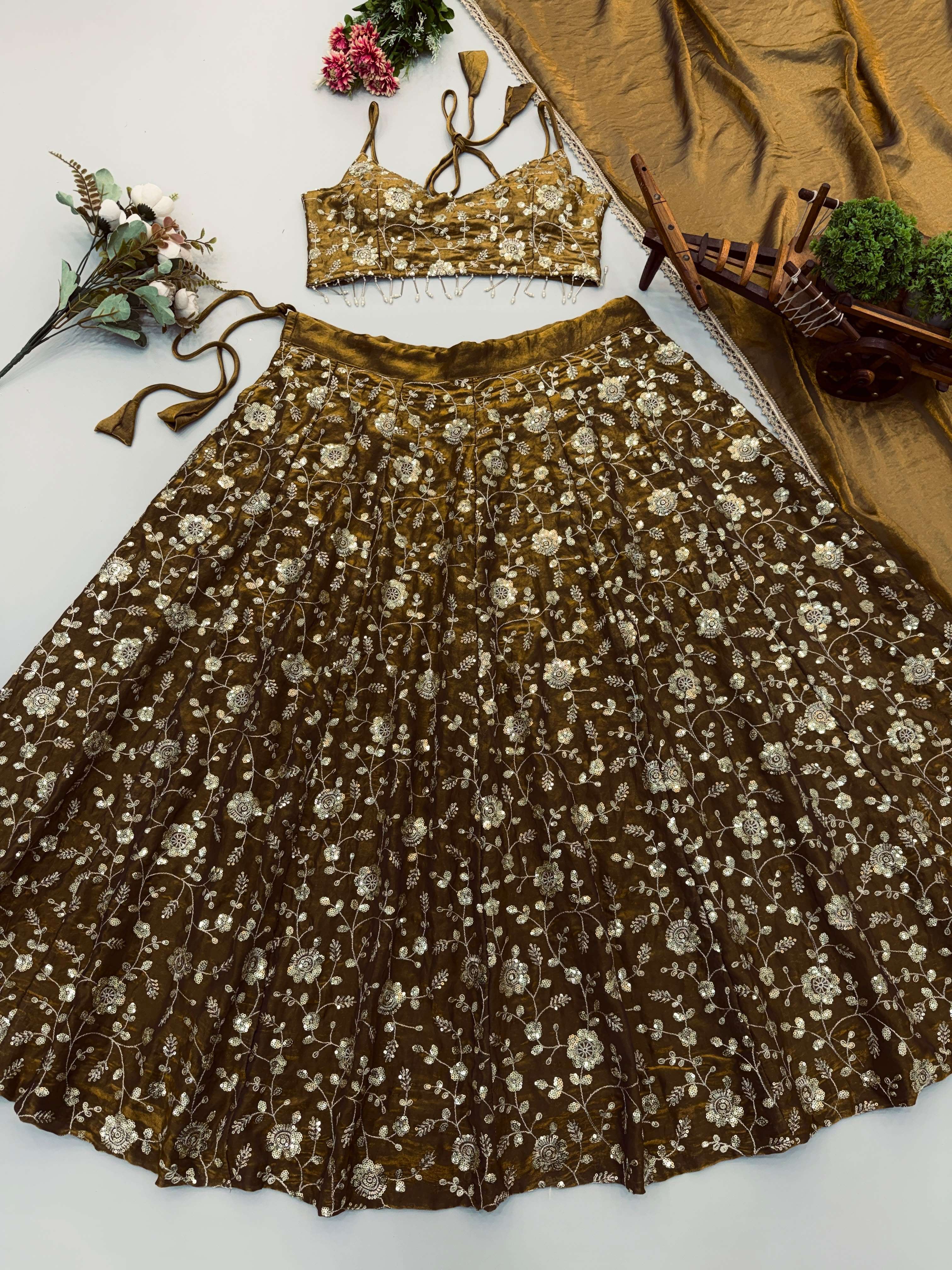 SR 1715 SILK SEQUENCE EMBROIDERED DESIGNER FESTIVE WEAR LEHENGA CHOLI COLLECTION