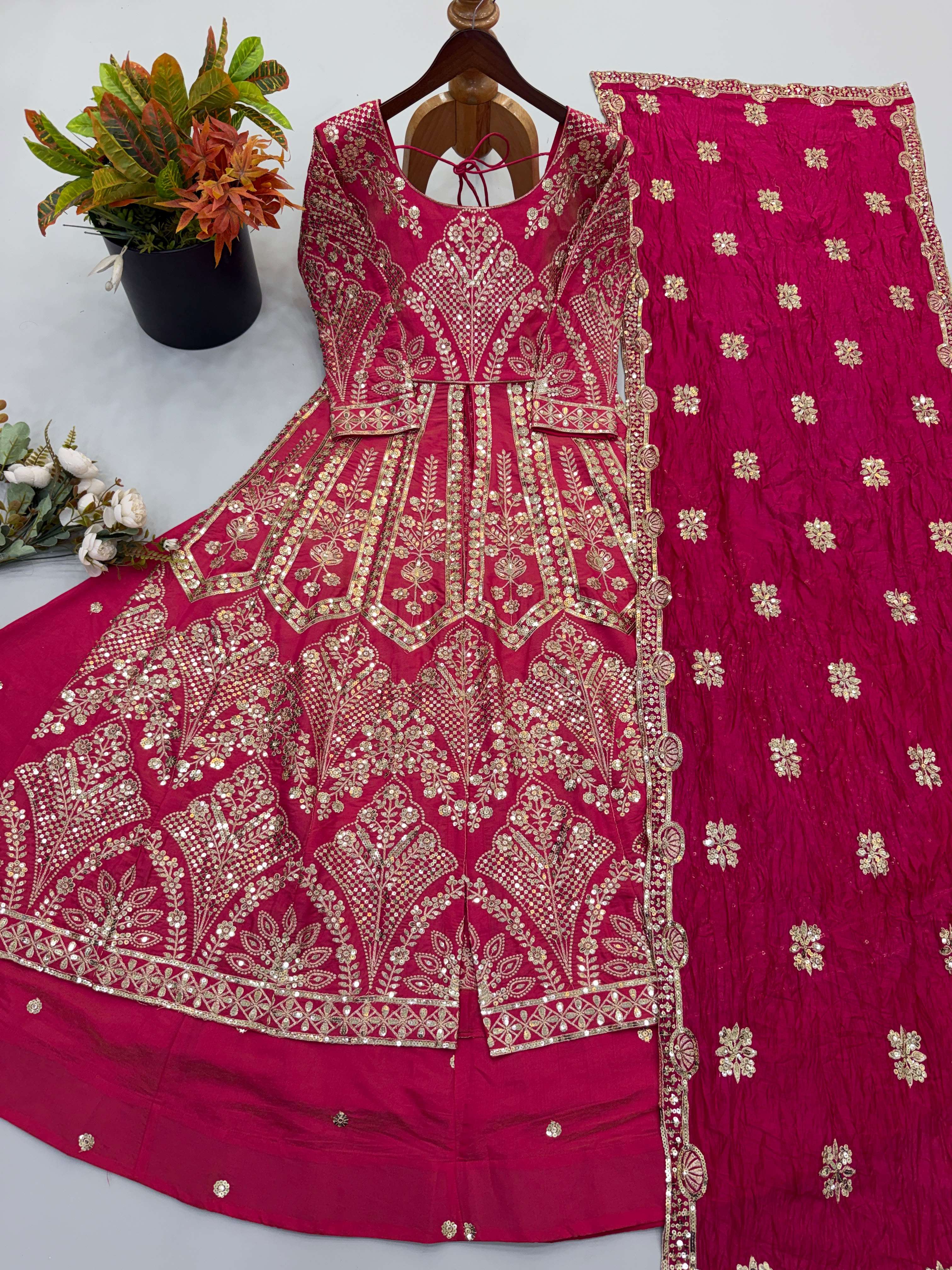 SR 1718 SILK HEAVY EMBROIDERD DESIGNER WEDDING FUNCTION WEAR SUIT
