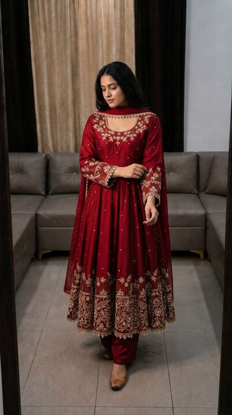 SR 1719 GEORGETTE DESIGNER WORK PARTY WEAR ANARKALI GOWN STYLE DRESS