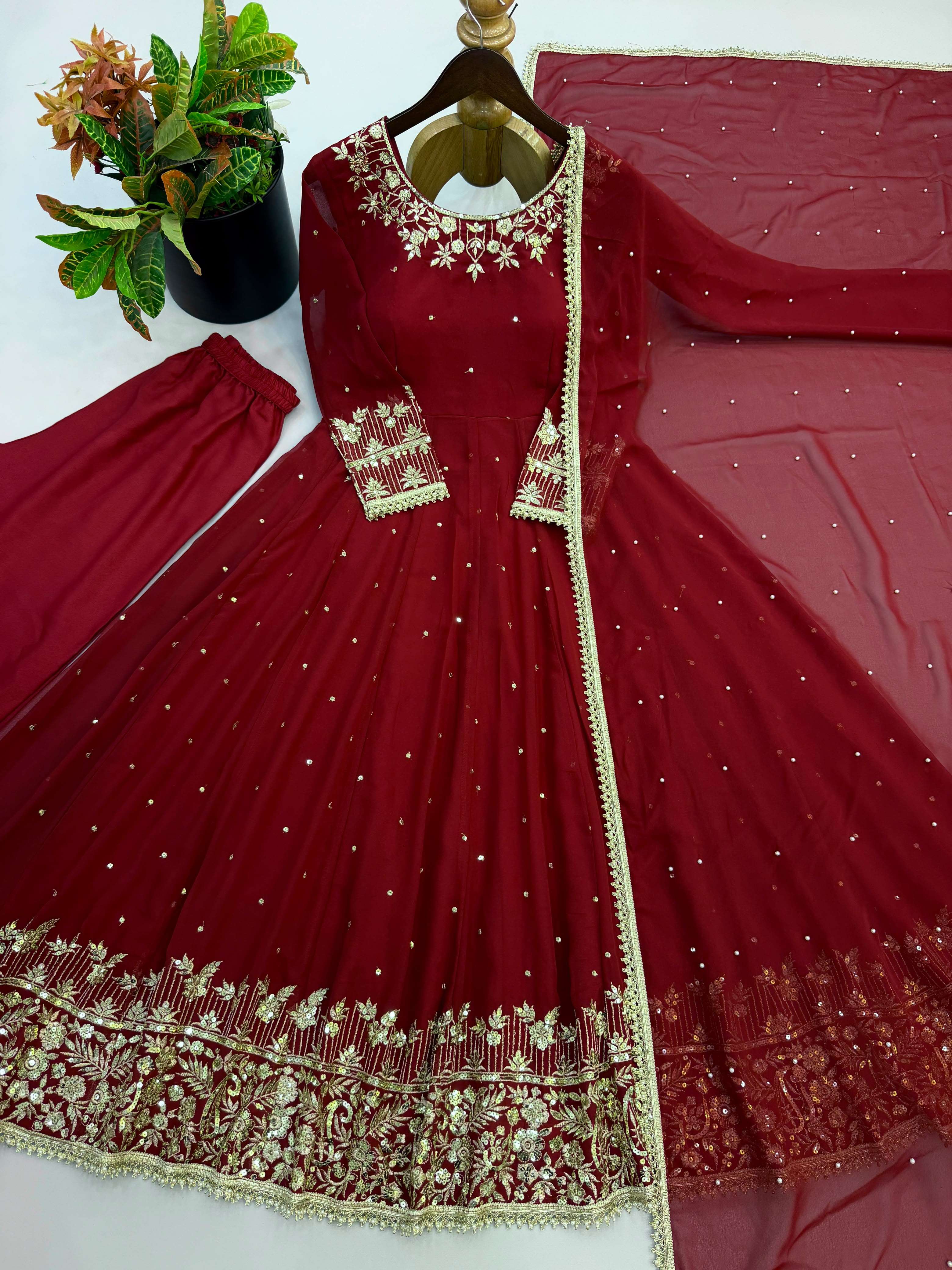 SR 1719 GEORGETTE DESIGNER WORK PARTY WEAR ANARKALI GOWN STYLE DRESS