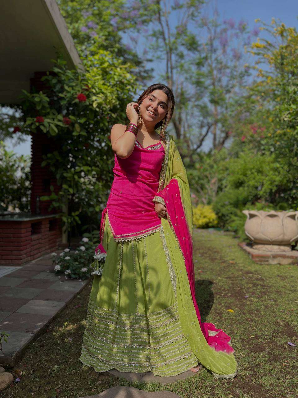 SRK 5344 SILK FESTIVE WEAR LADIES TOP LEHENGA AND DUPATTA SET 