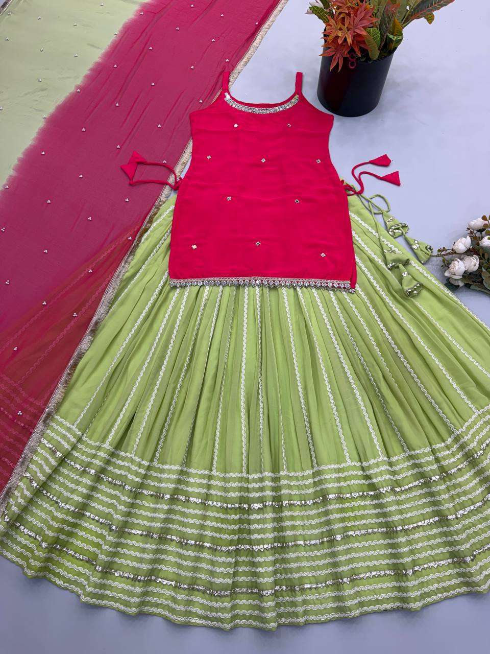 SRK 5344 SILK FESTIVE WEAR LADIES TOP LEHENGA AND DUPATTA SET 