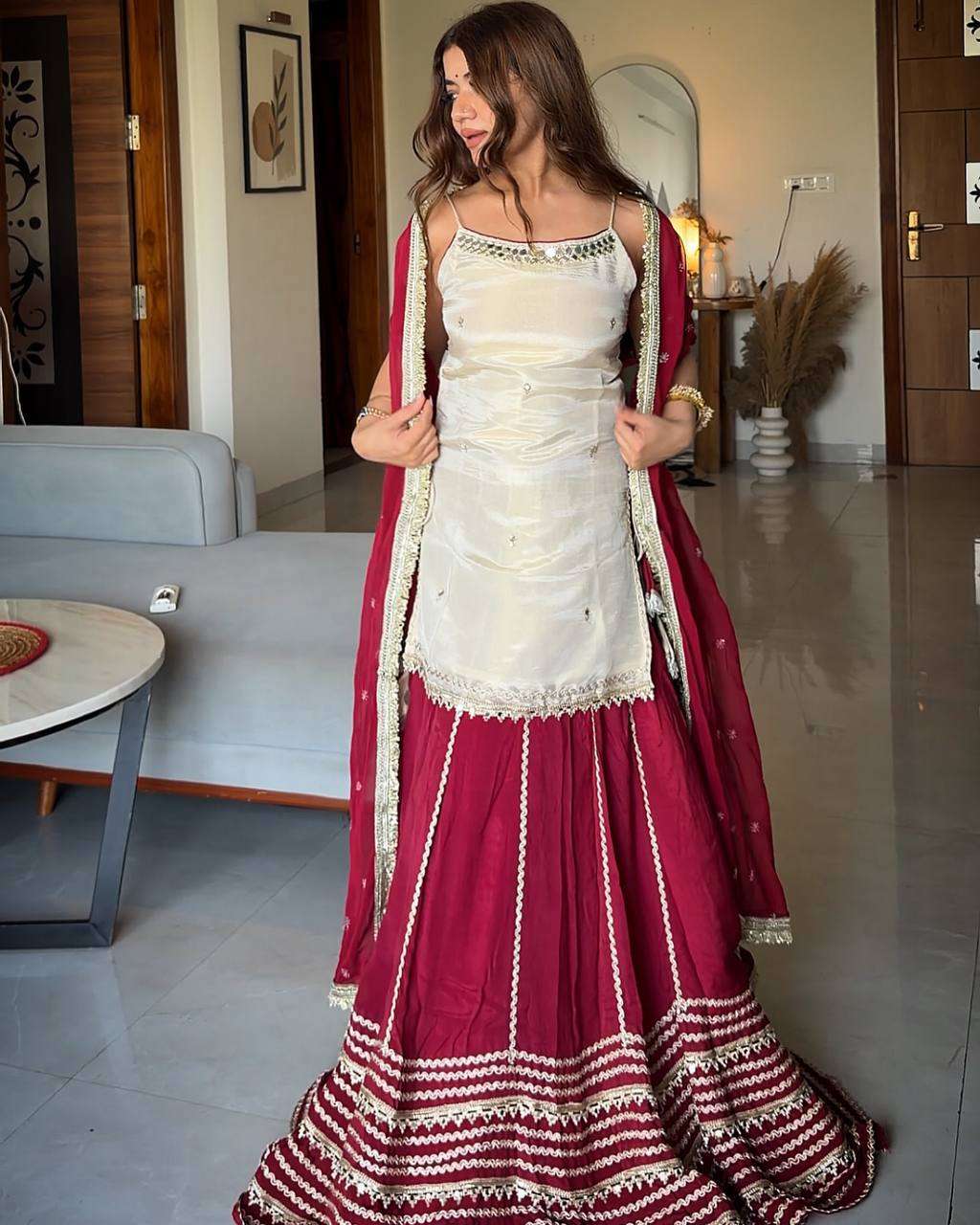 SRK 5344 SILK FESTIVE WEAR LADIES TOP LEHENGA AND DUPATTA SET 