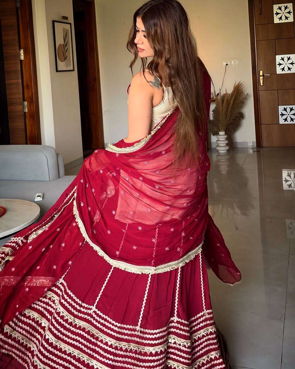 SRK 5344 SILK FESTIVE WEAR LADIES TOP LEHENGA AND DUPATTA SET 
