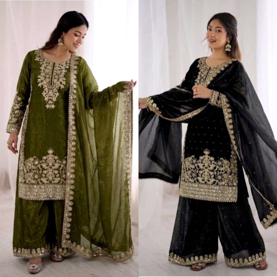 SRK 535 SILK SEQUENCE EMBROIDERY DESIGNER WORK PARTY WEAR LADIES SUIT 