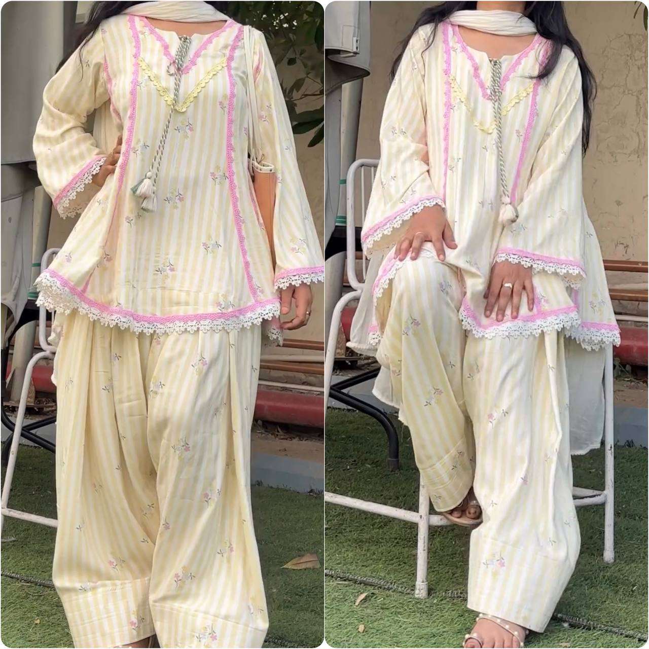 SRK 5356 CREPE FABRIC PREETY LOOK DESIGNER LADIES TOP FARSHI PLAZZO AND DUPATTA SET 